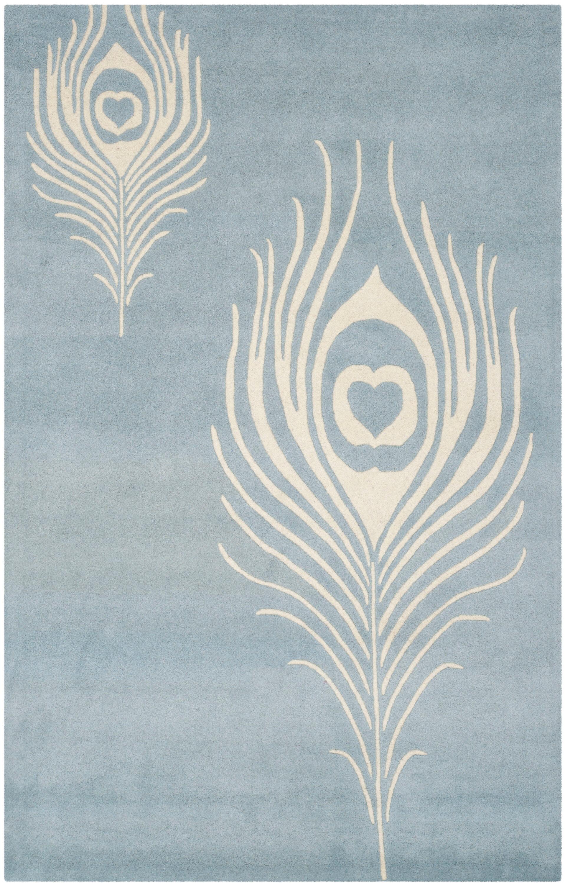 Soho SOH704 Hand Tufted Accent Contemporary Accent Rug - Light Blue/Ivory - 2' 6" X 4' - Safavieh.