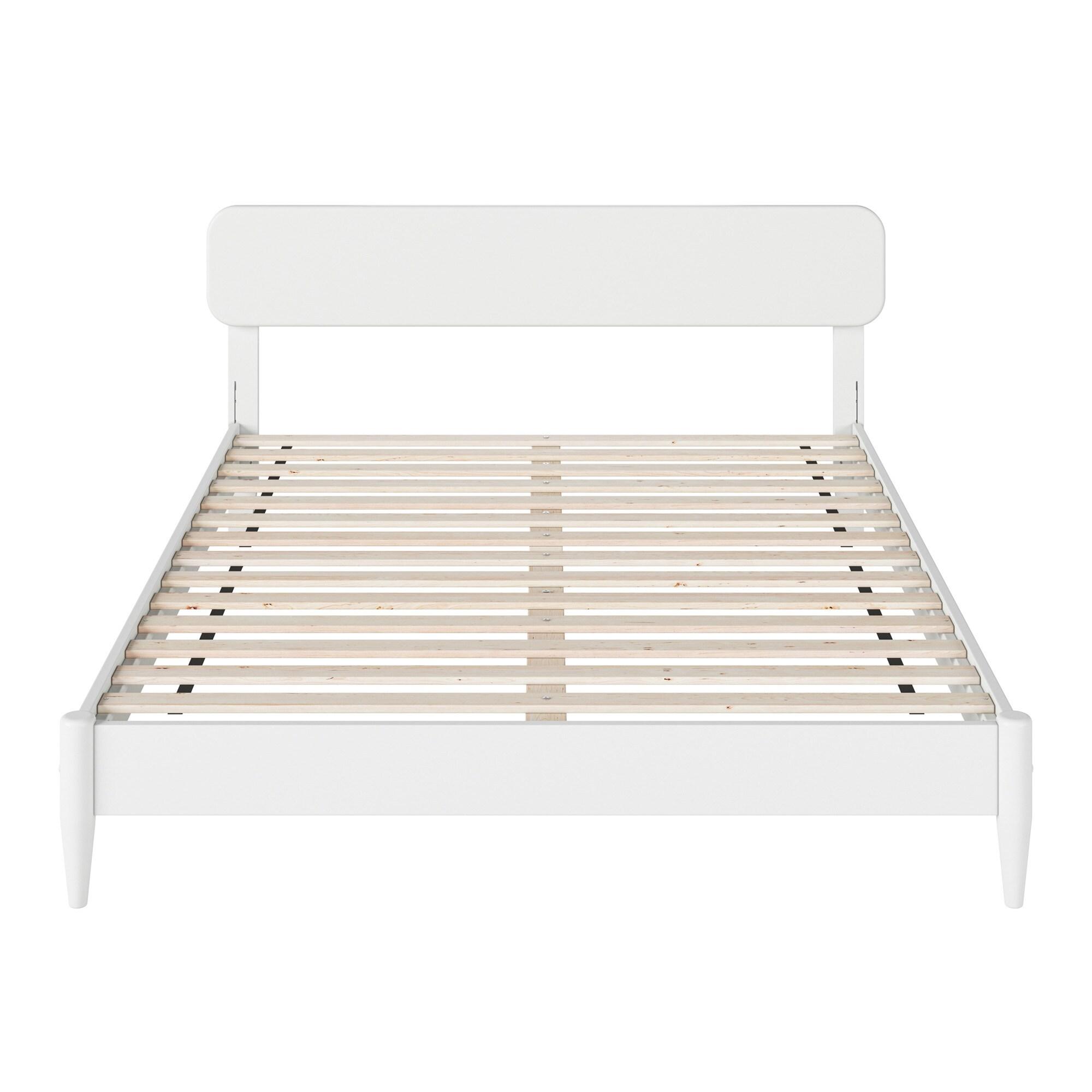AFI Florence Queen Solid Wood Low Profile Platform Bed, White