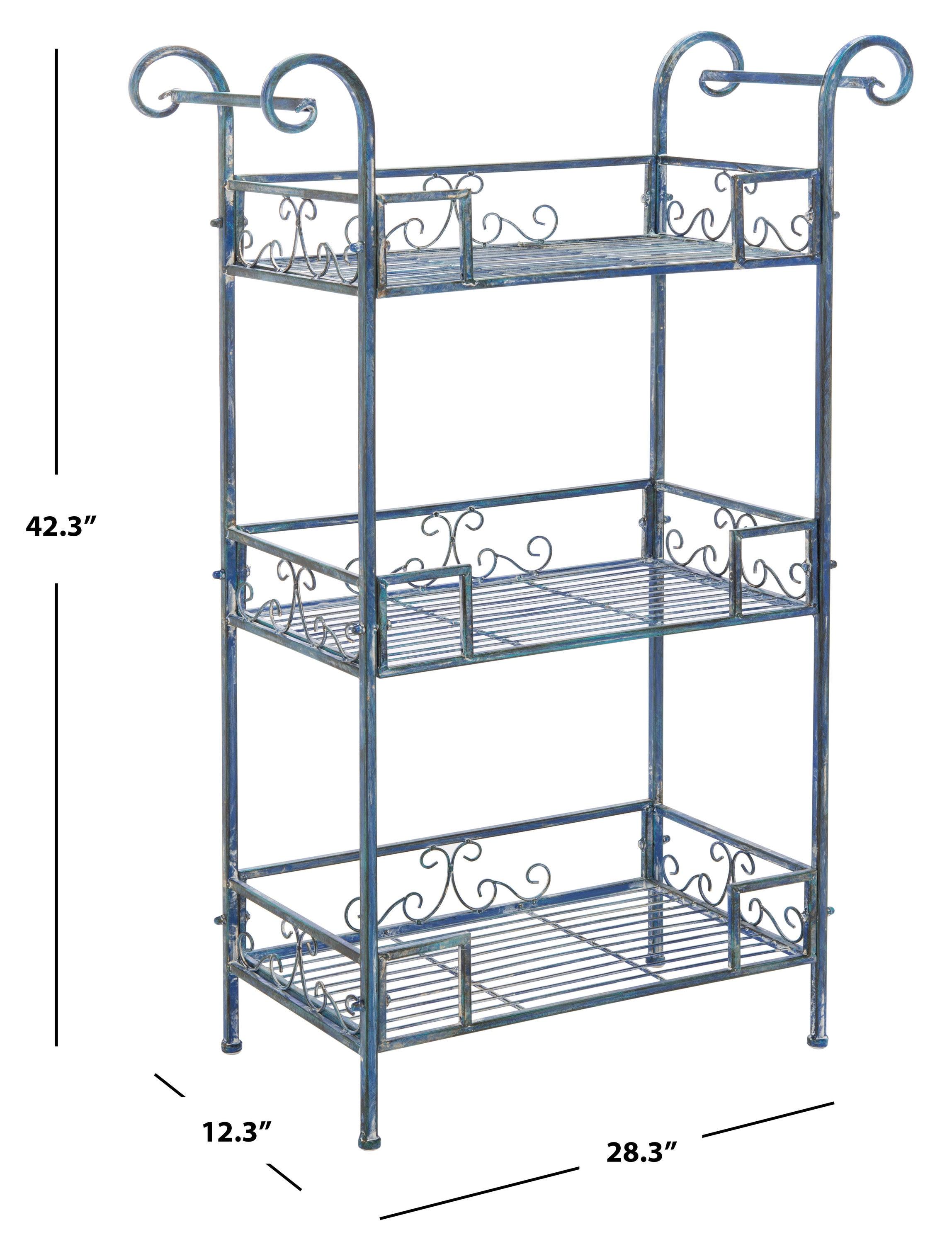 Noreen 3 Tier Indoor and Outdoor Shelf - Antique Blue - Safavieh