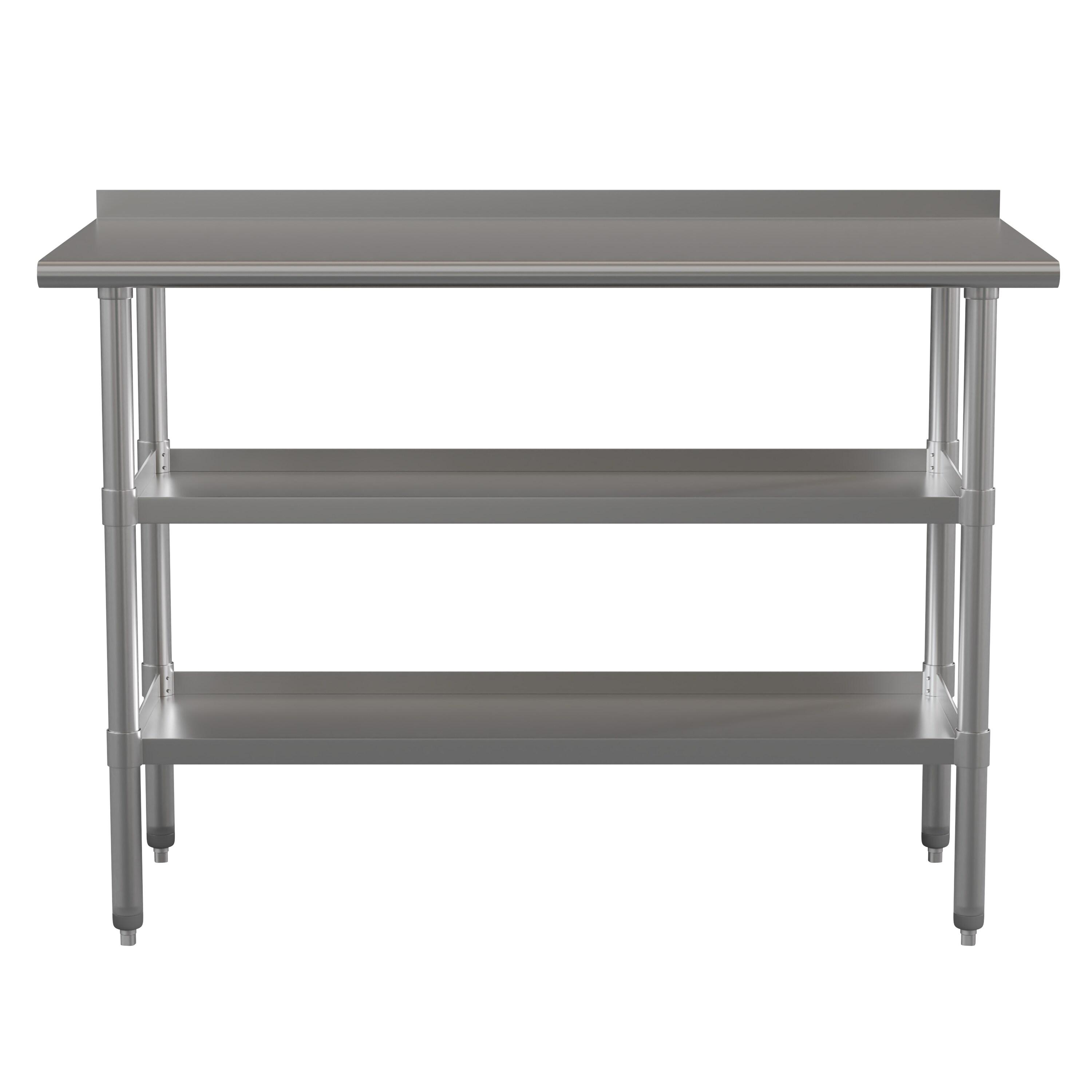 Woodford NSF Stainless Steel 18 Gauge Work Table - Backsplash and 2 Shelves