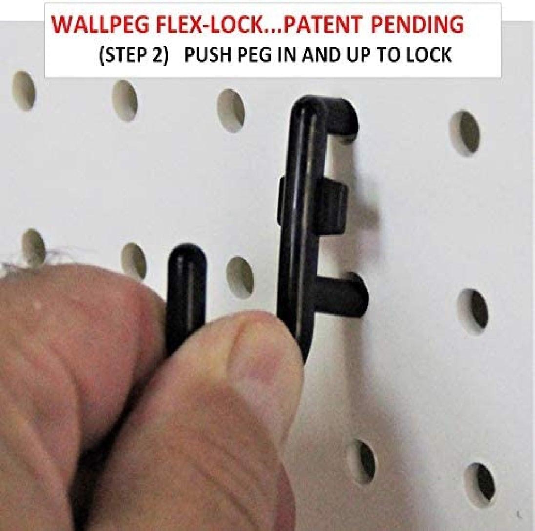 Wall Peg Hook Kit - L Style Pegboard Hooks Tool Storage Garage Organizer Choice Black or White Pegs