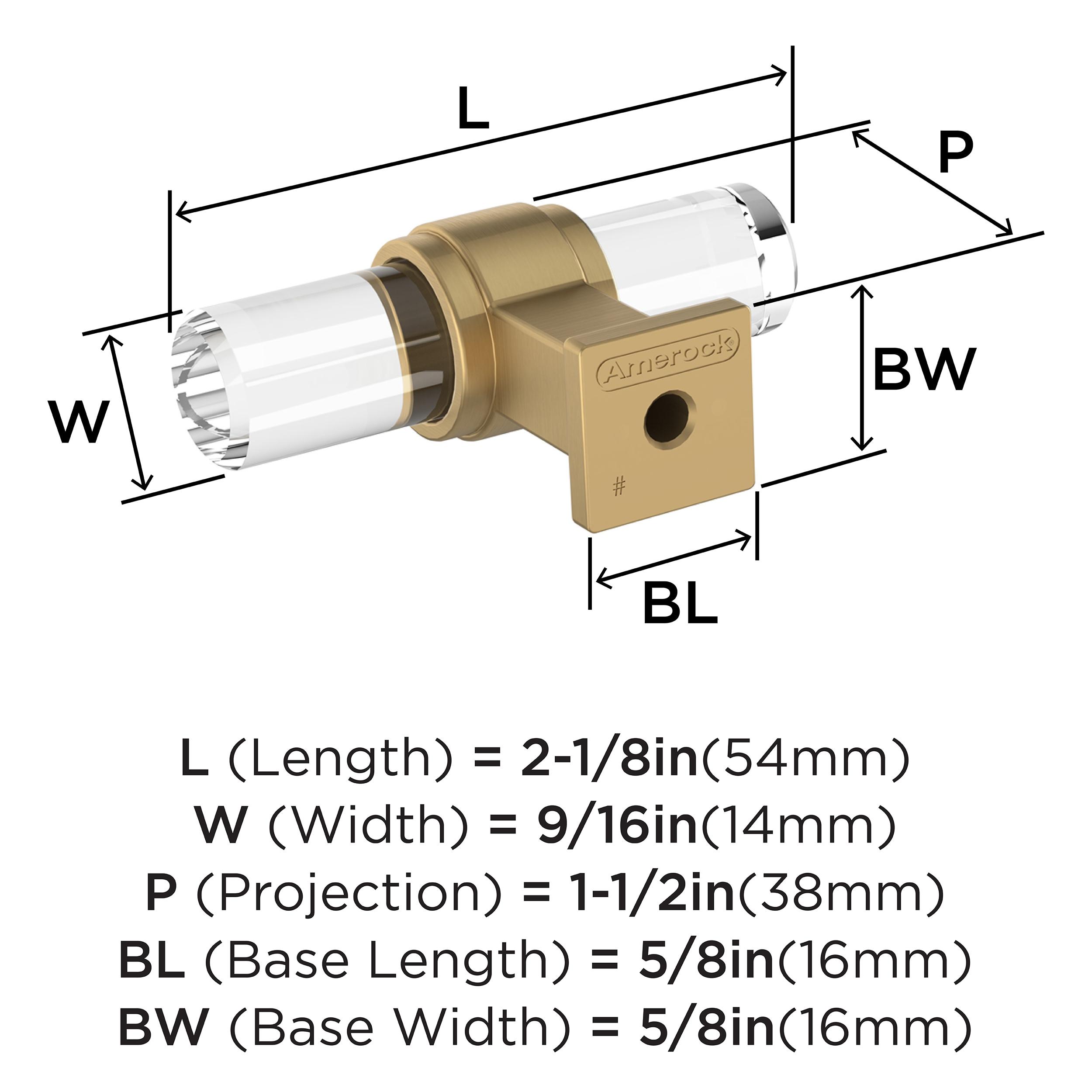 Amerock Glacio 2-1/8 inch (54mm) Length Clear/Champagne Bronze Cabinet Knob