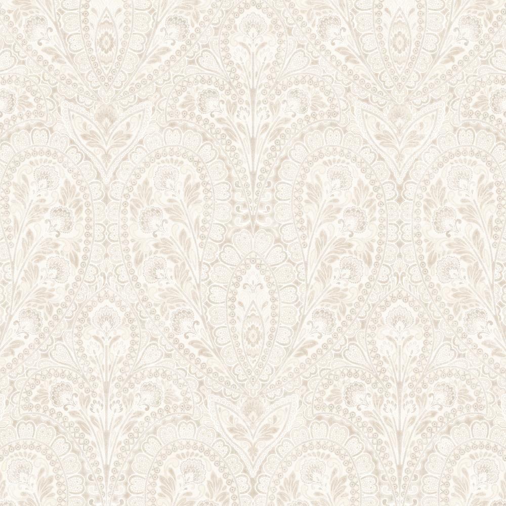 Beige and Vanilla Ornamental Paisley Pre-Pasted Wallpaper