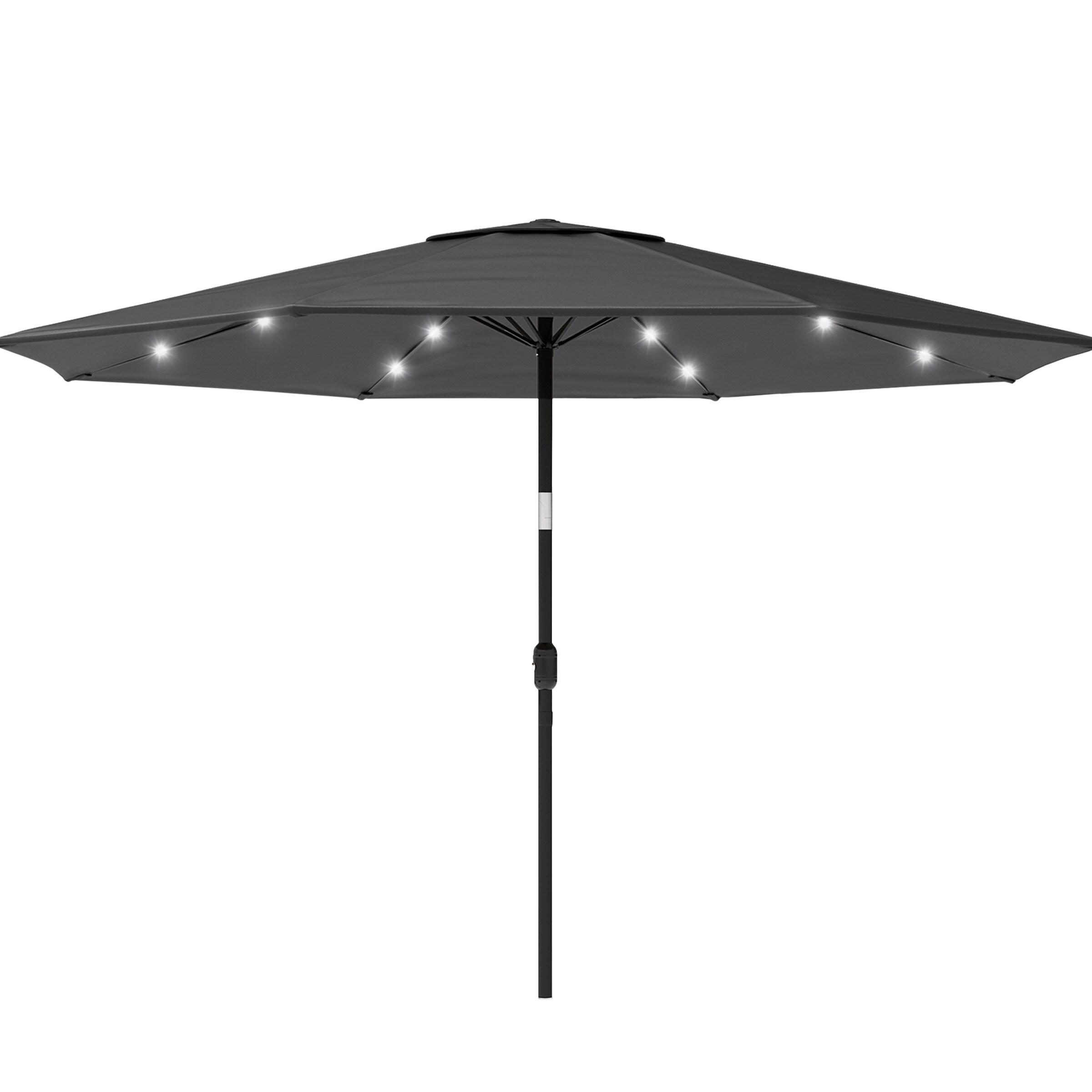 Pure Garden 10' Octagon Outdoor Patio Market Umbrella: Solar LED, Water-Resistant, Steel Frame