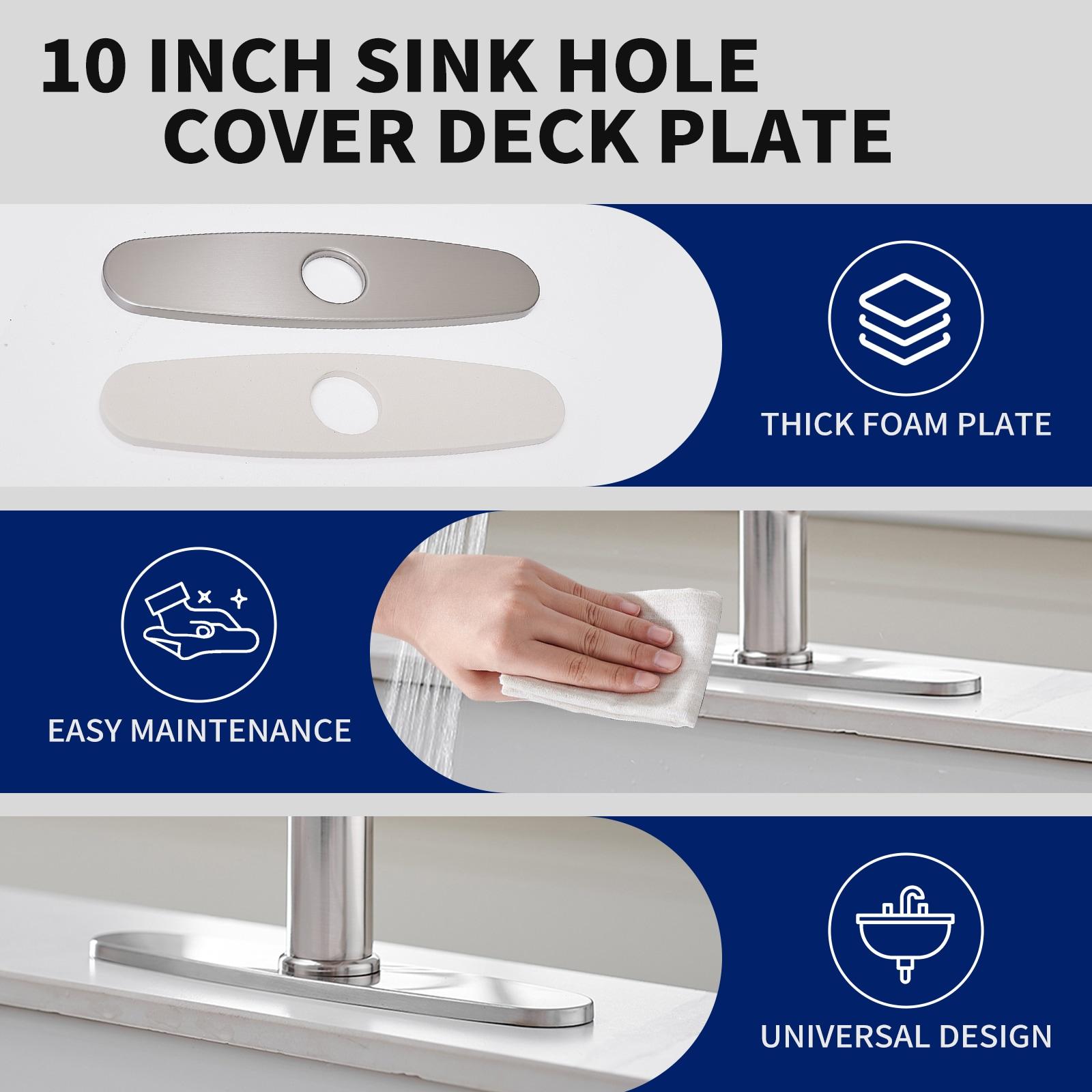 10 in. Kitchen Faucet Sink Hole Cover Deck Plate Escutcheon For 1 or 3 Hole in Brushed Nickel