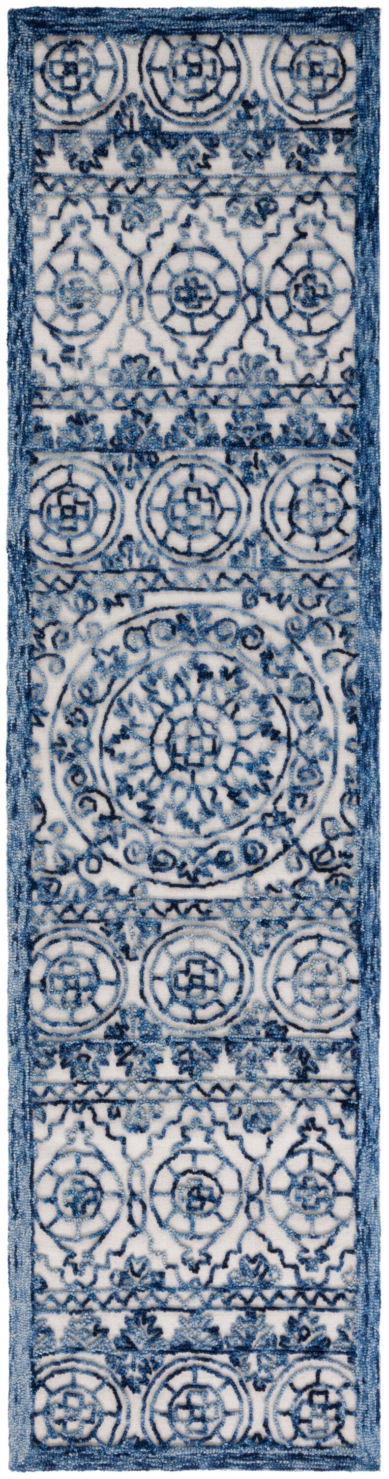 Trace TRC701 Hand Tufted Runner Rug - Navy/Ivory - 2'3"x9' - Safavieh.