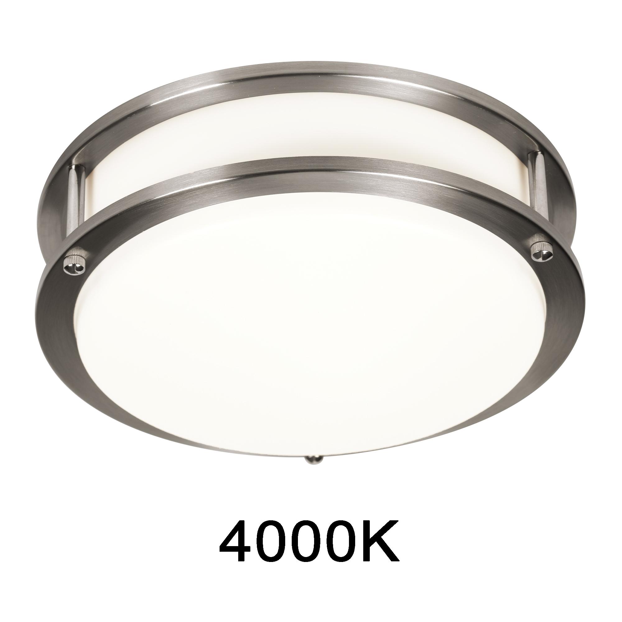 Designers Fountain Flush Mount Ceiling Light, 10 Inch Round LED DC Lighting Fixture Kitchen, Bedroom, Bathroom, Hallway, Dimmable, 1150 Lumens, 3000K/4000K/5000K, Brushed Nickel, EV1410C3C-35