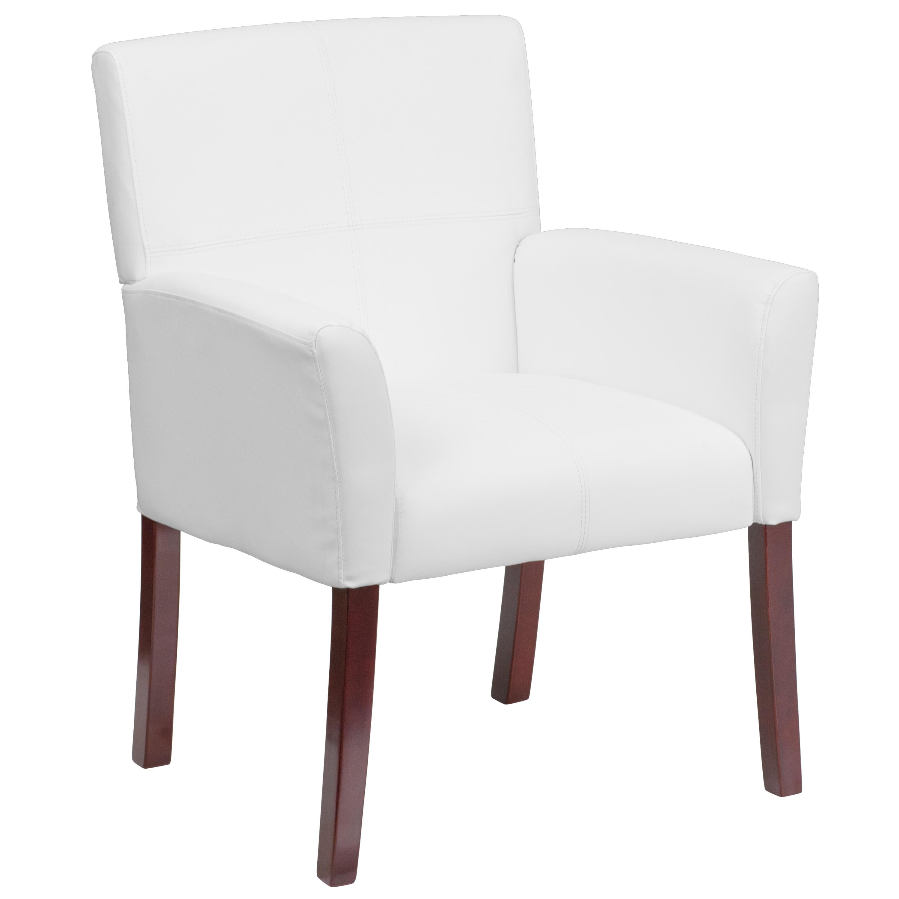 Paulson LeatherSoft Executive Side Reception Chair with Mahogany Legs