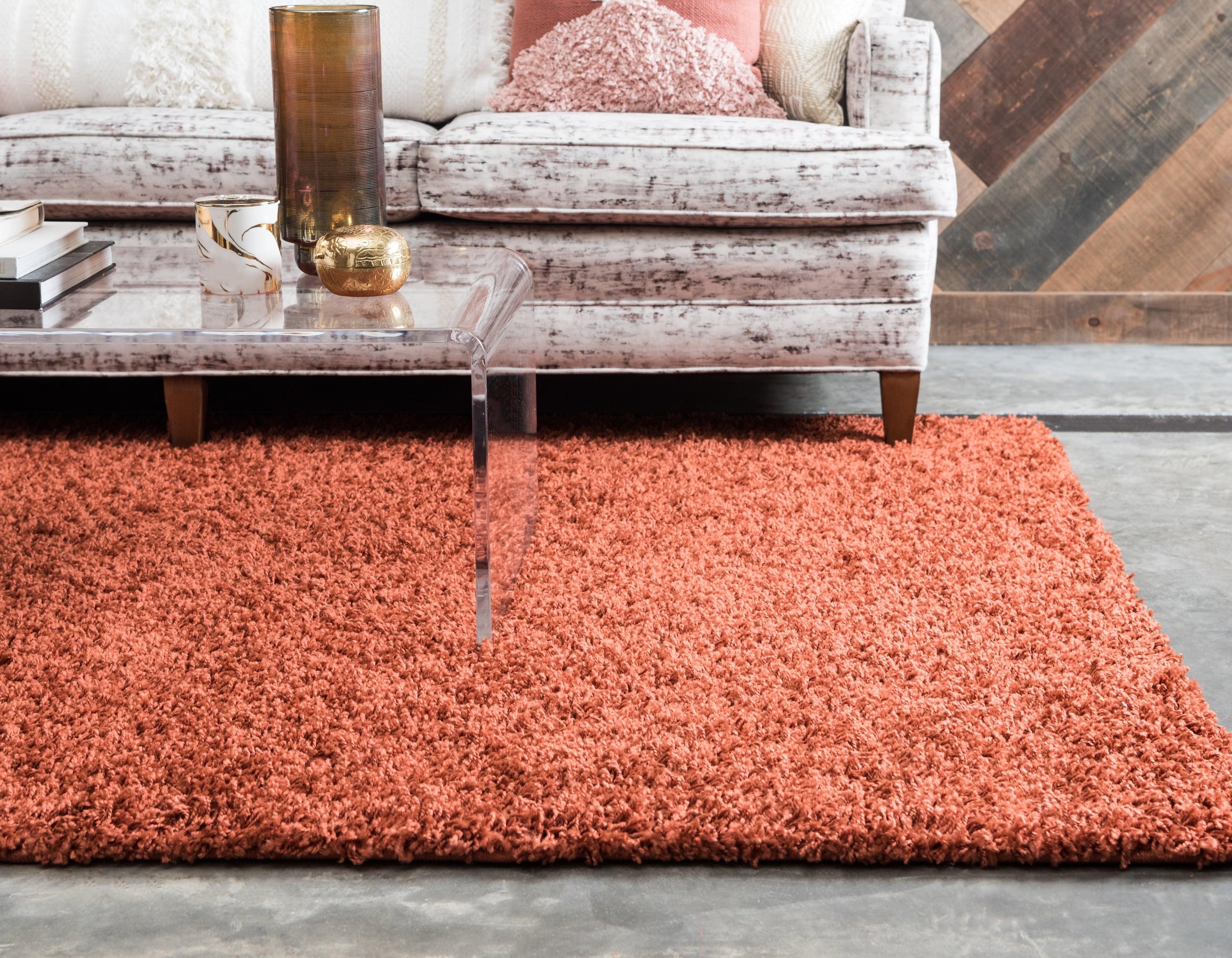 Unique Loom 6' 1 x 9' 0 Rectangle Solid Shag Terracotta Area Rug