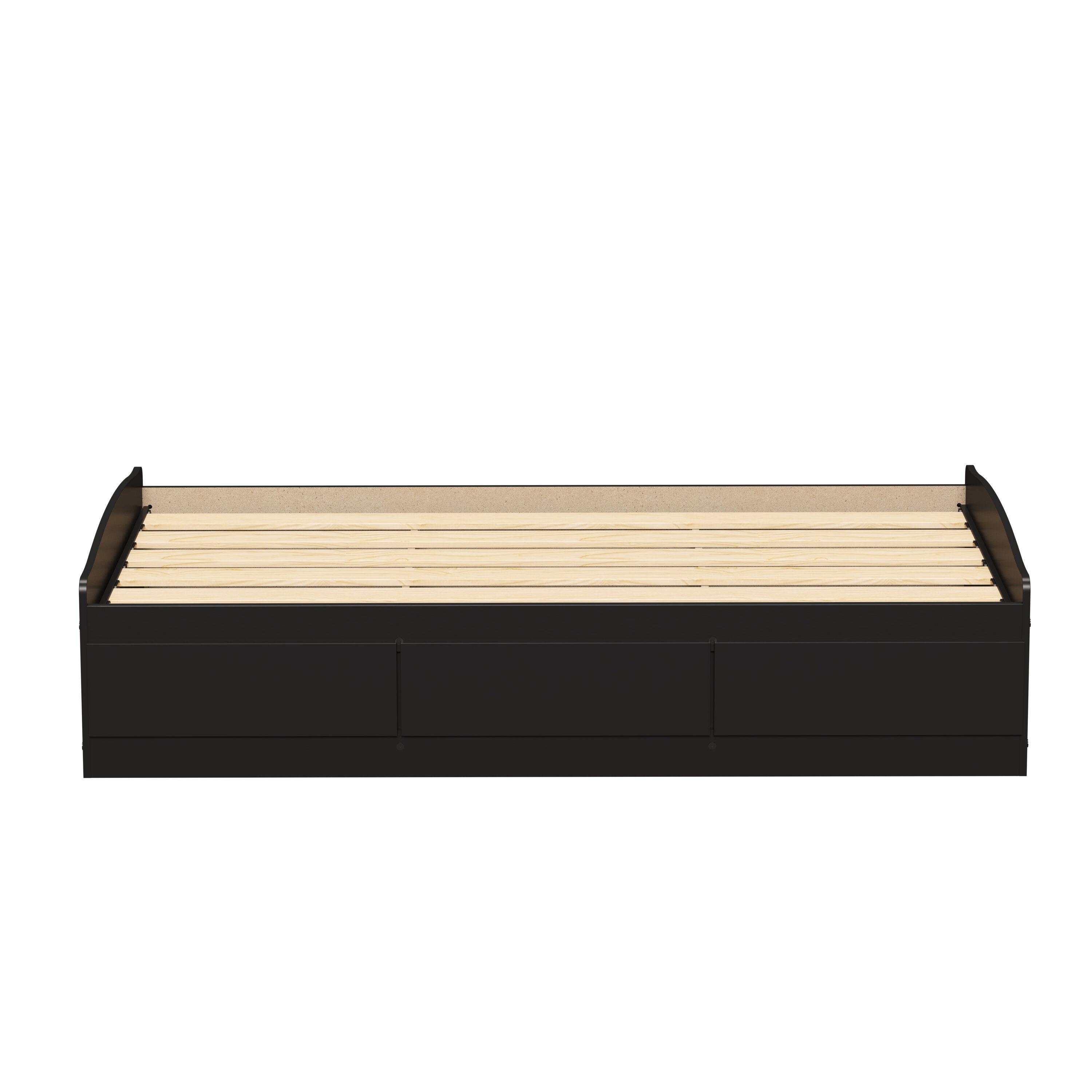 Prepac Twin Mate's Platform Storage Bed with 3 Drawers Black: Laminated, Transitional Style, No Box Spring Needed