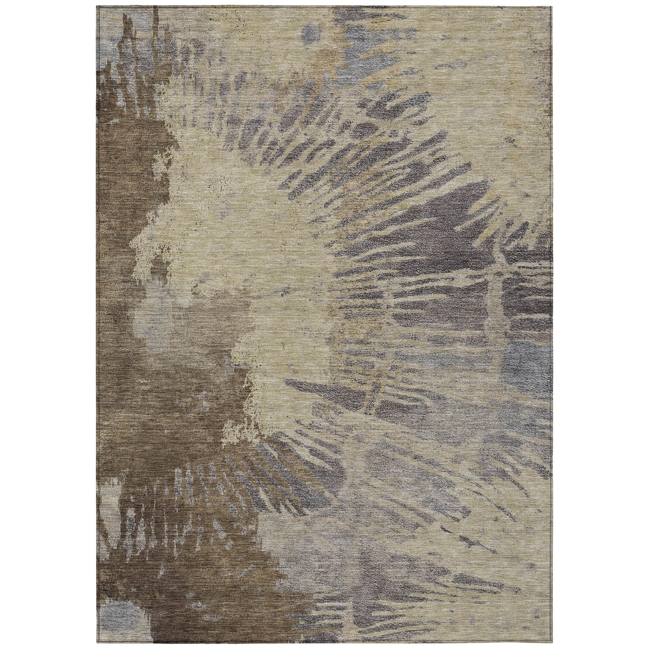 Addison Rugs Machine Washable Indoor/ Outdoor Chantille Modern Burst Rug Brown - 5' x 7'6"