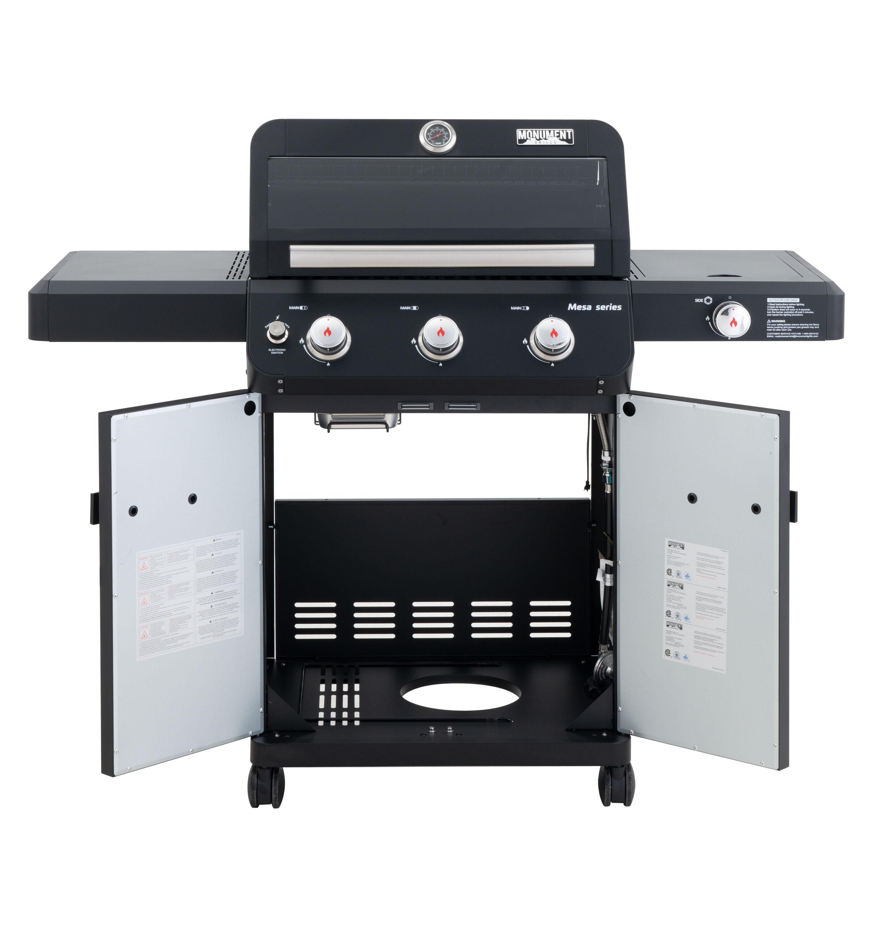 Monument Grills Mesa Series3-Burner 48000 BTU Propane Gas Grill with 1 Side Burner