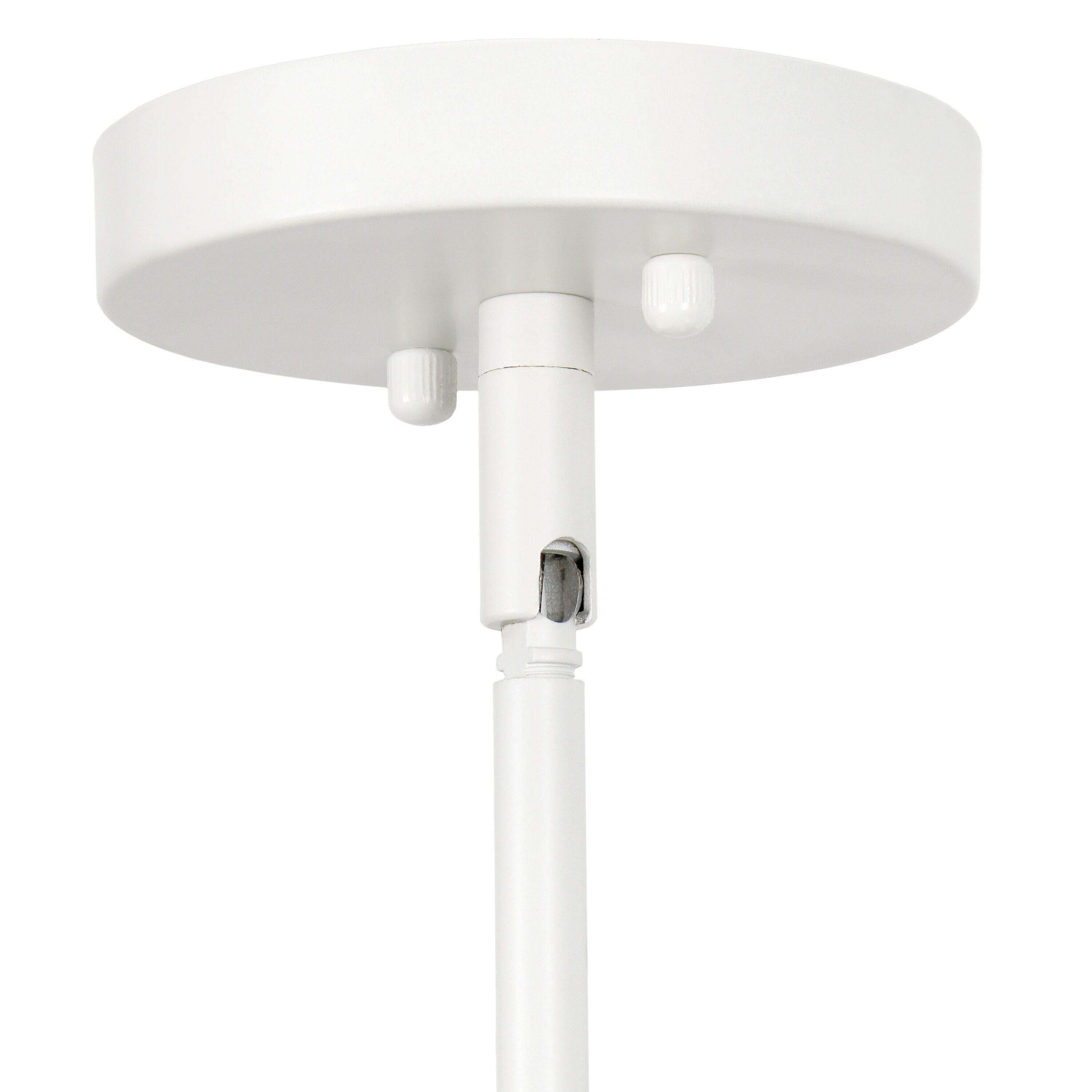 1-Light 9.25" Modern Farmhouse Adjustable Hanging Cylindrical Clear Glass Pendant Fixture with Metal Accent White - Lalia Home: UL Listed