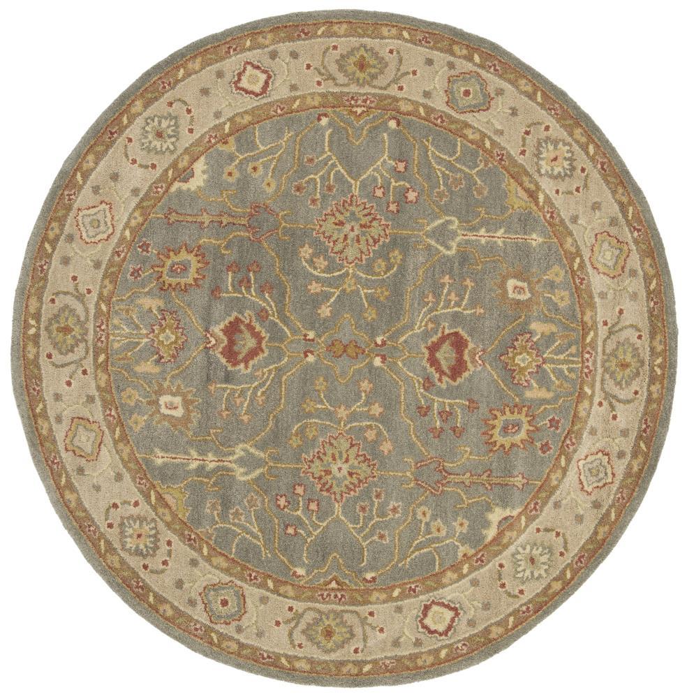 Antiquity AT314 Hand Tufted Area Rug - Blue/Ivory - 6' Round - Safavieh.