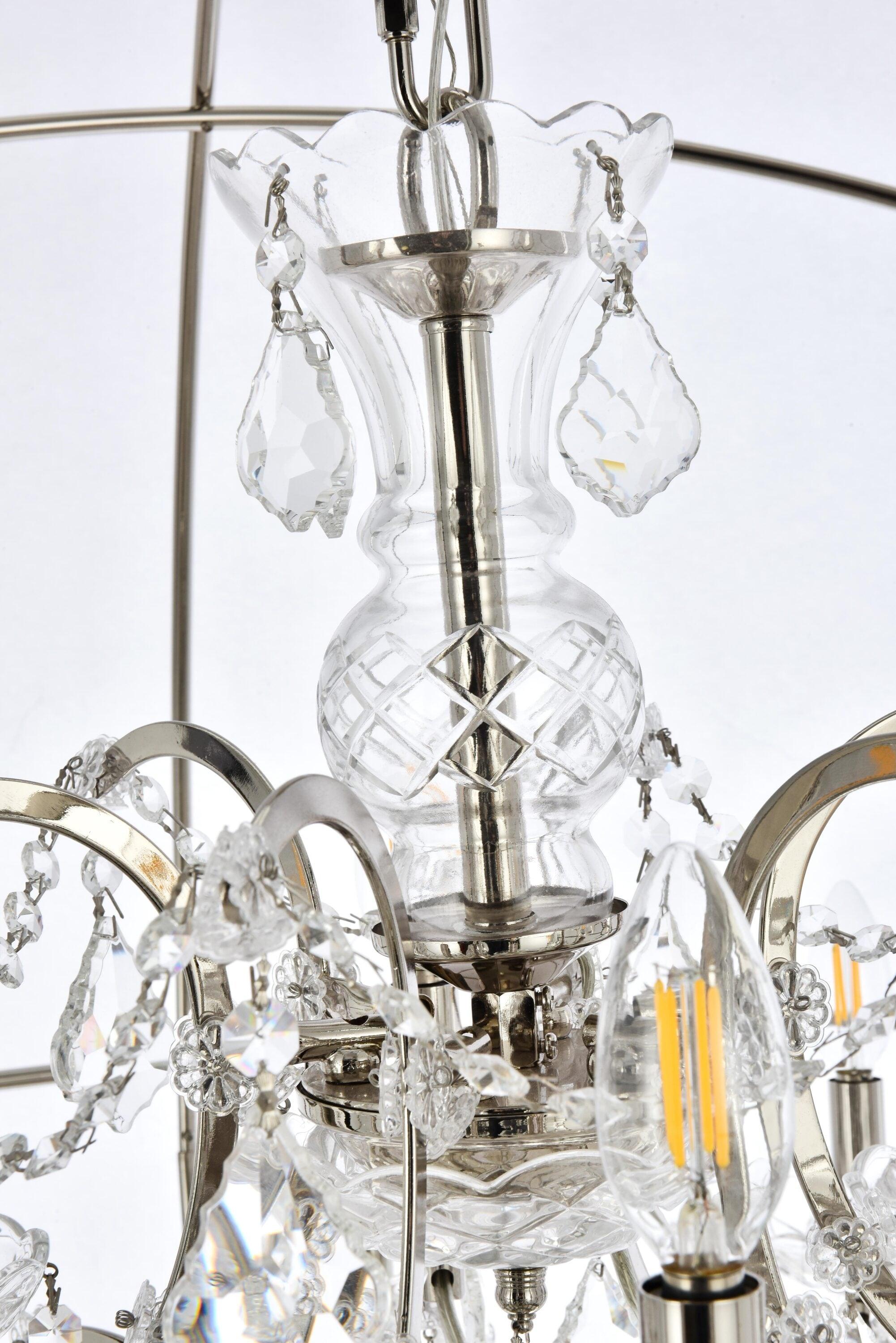 Transitional Geneva 6-Light Polished Nickel & Silver Shade Crystal Chandelier