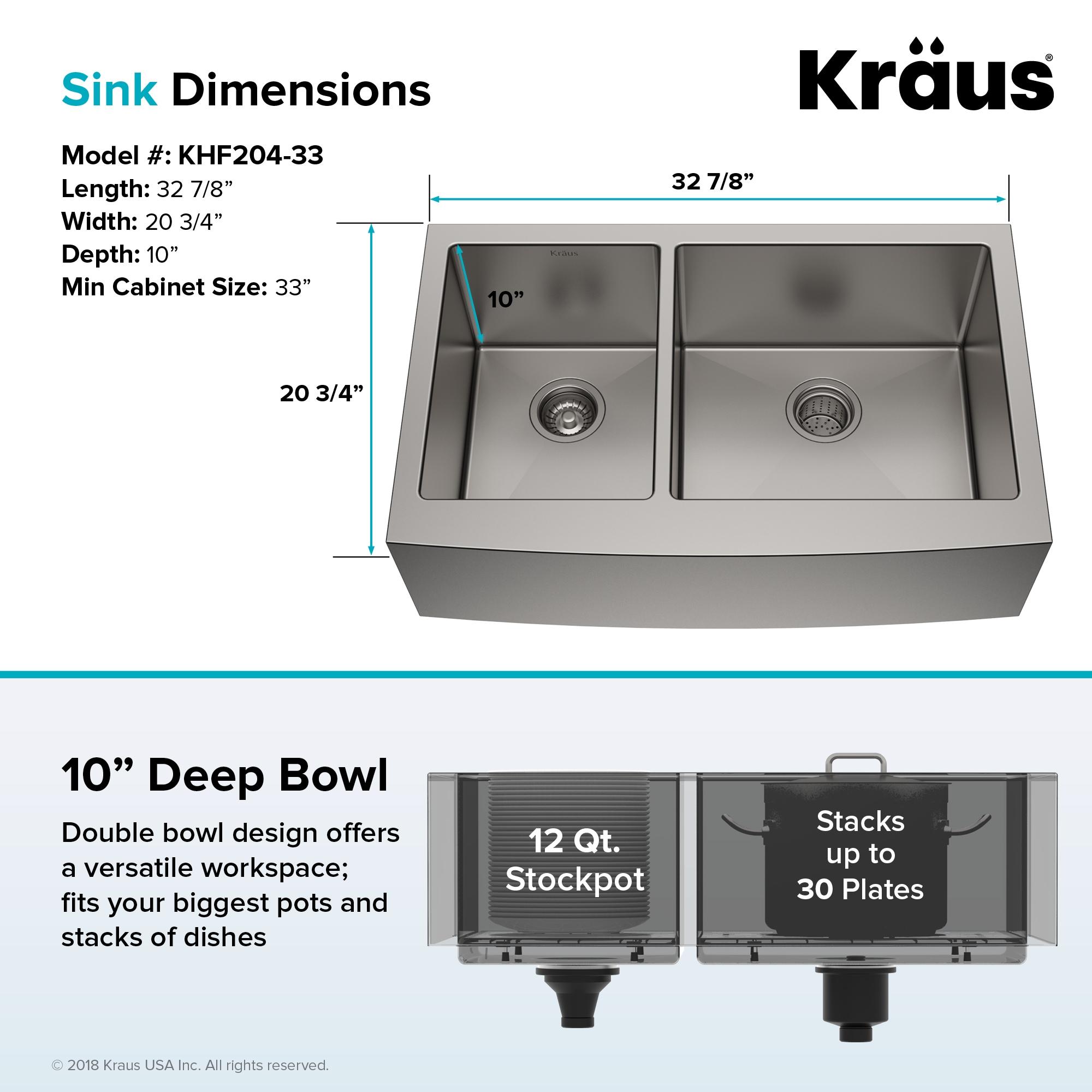 KRAUS Standart Pro Apron Front Farmhouse 16 Gauge Single Bowl Stainless Steel Kitchen Sink