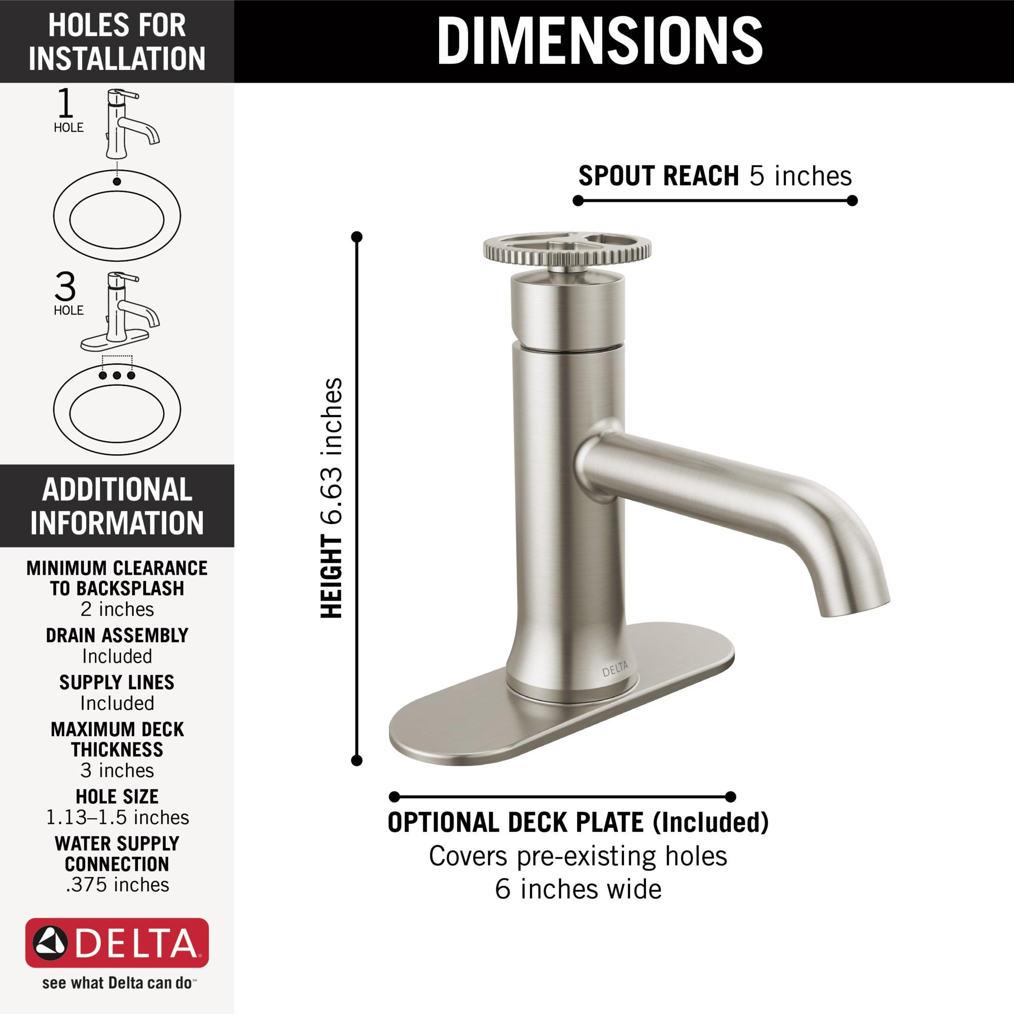 Trinsic Single Hole Bathroom Faucet with Wheel Handle, Single Handle Bathroom Sink Faucet
