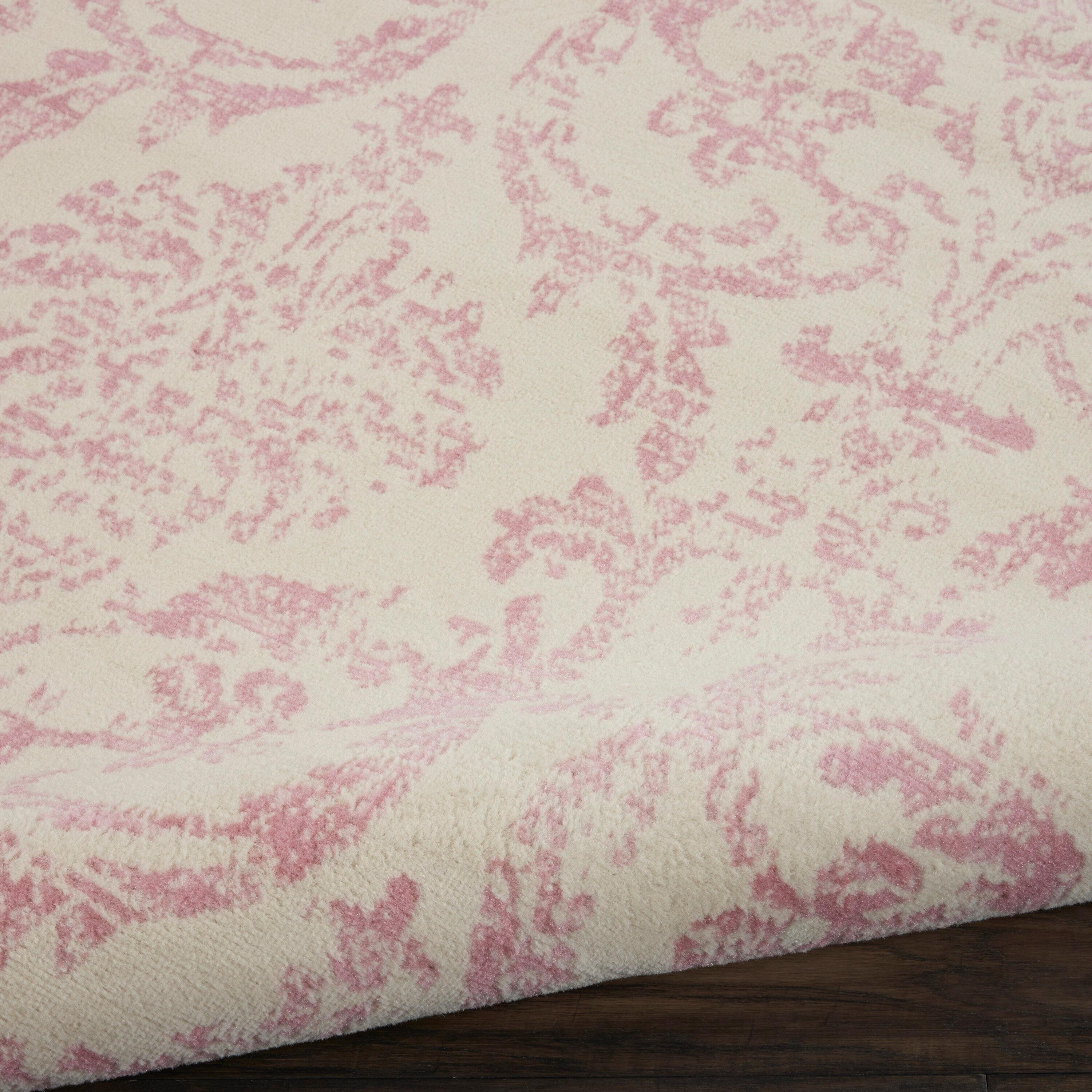 Jubilant JUB09 Area Rug Farmhouse Vintage Damask By Nourison Ivory/Pink 7' x 10'
