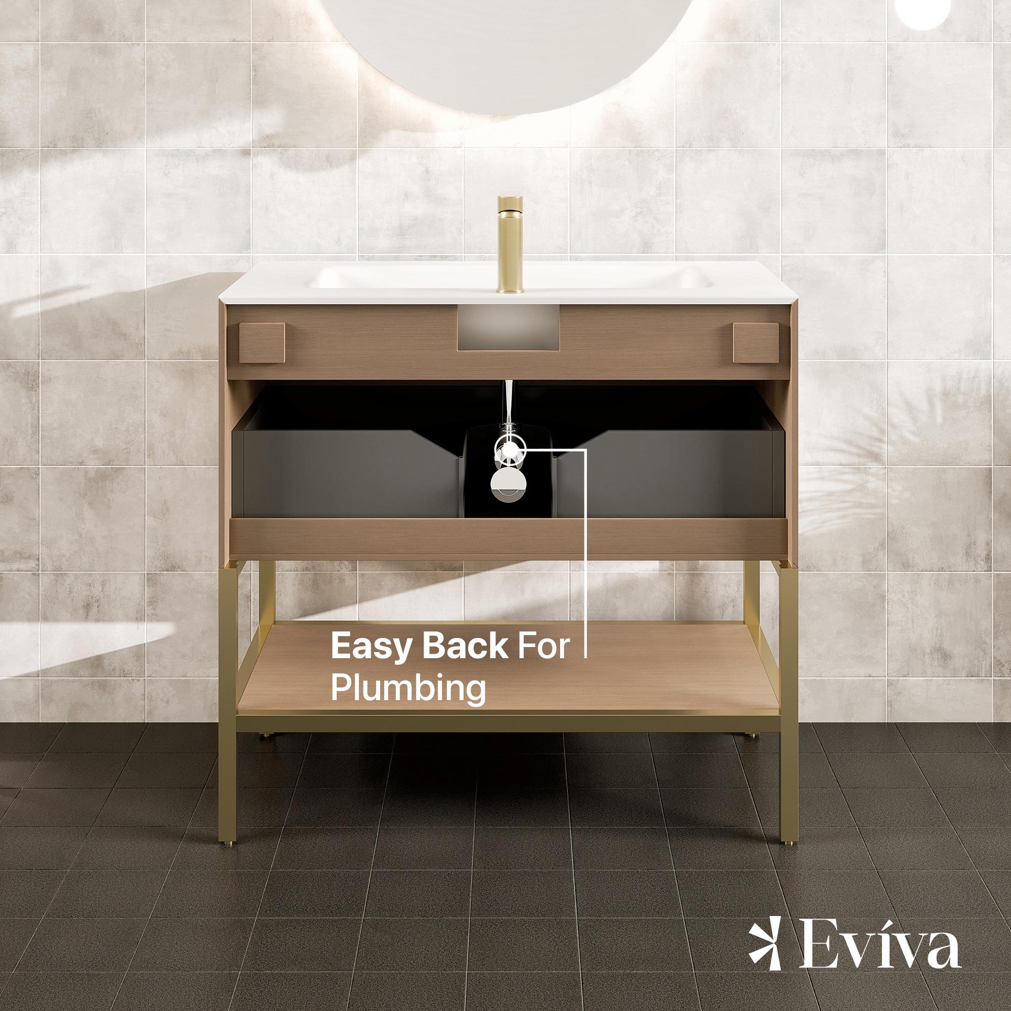 Eviva Lina 35'' Single Bathroom Vanity with Solid Surface Top