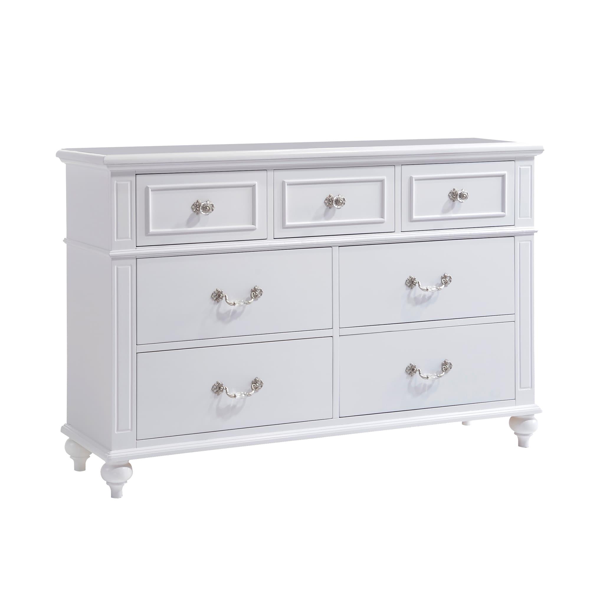 Picket House Furnishings Annie Dresser White: 5-Drawer Horizontal Storage, Wood Frame, Metal Glides