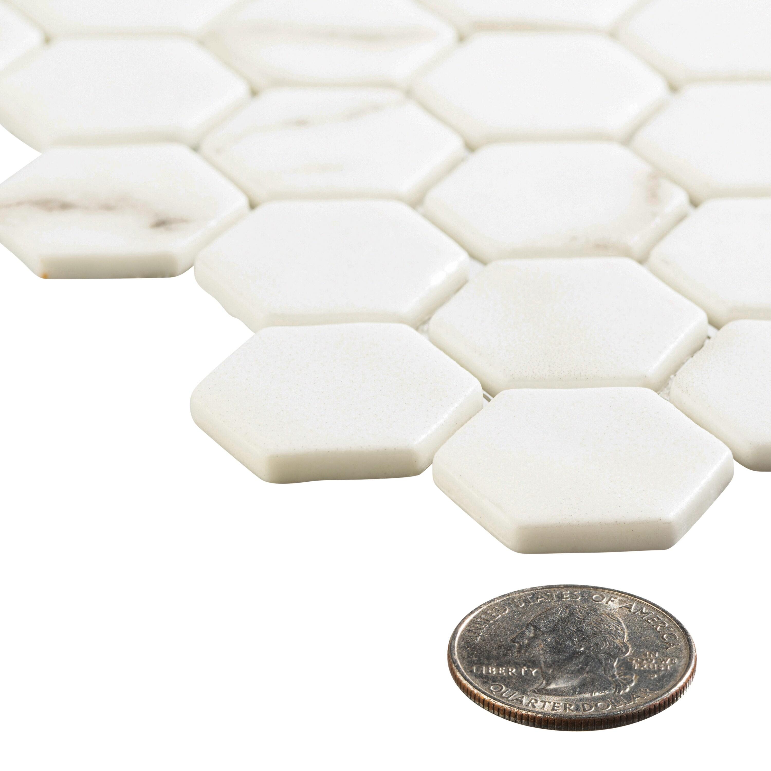 Trillions Hexagon Honeycomb Glass Mosaic Kitchen Backsplash, Bathroom, Shower, Pool, Wall and Floor Tile