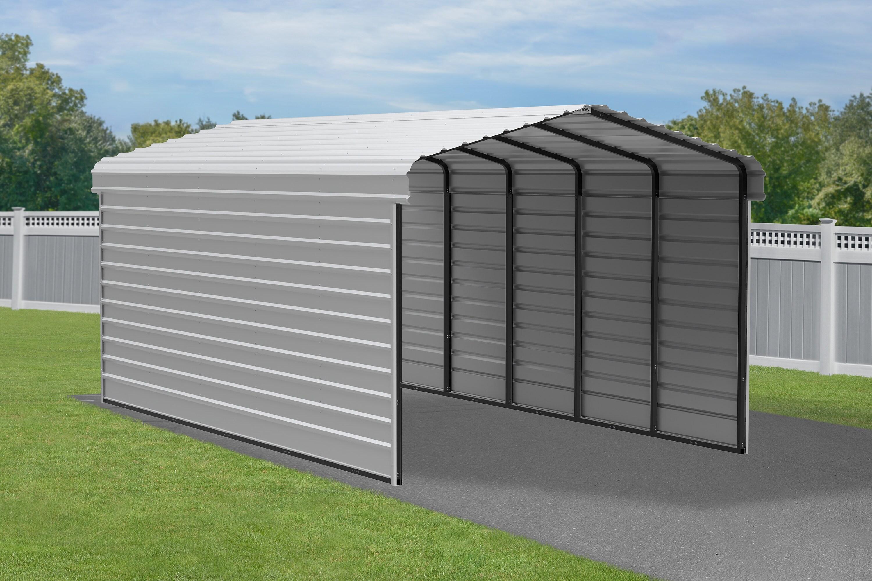 Arrow Arrow Steel Carport with 2 Side Wall Kits, 12x24x09