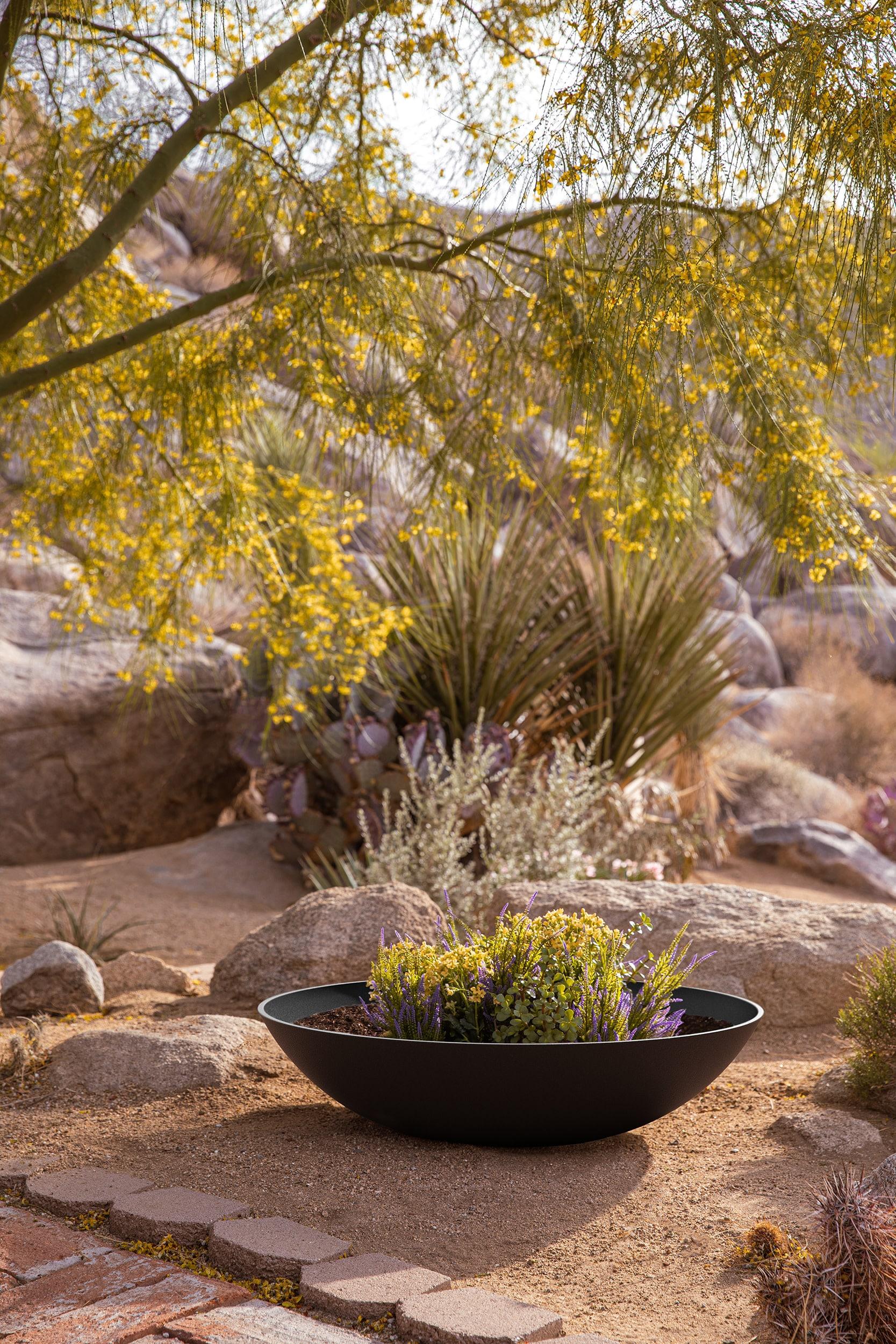 Veradek Mason Series Lane Bowl 32" Plastic-Stone Planter 2-Pack Black