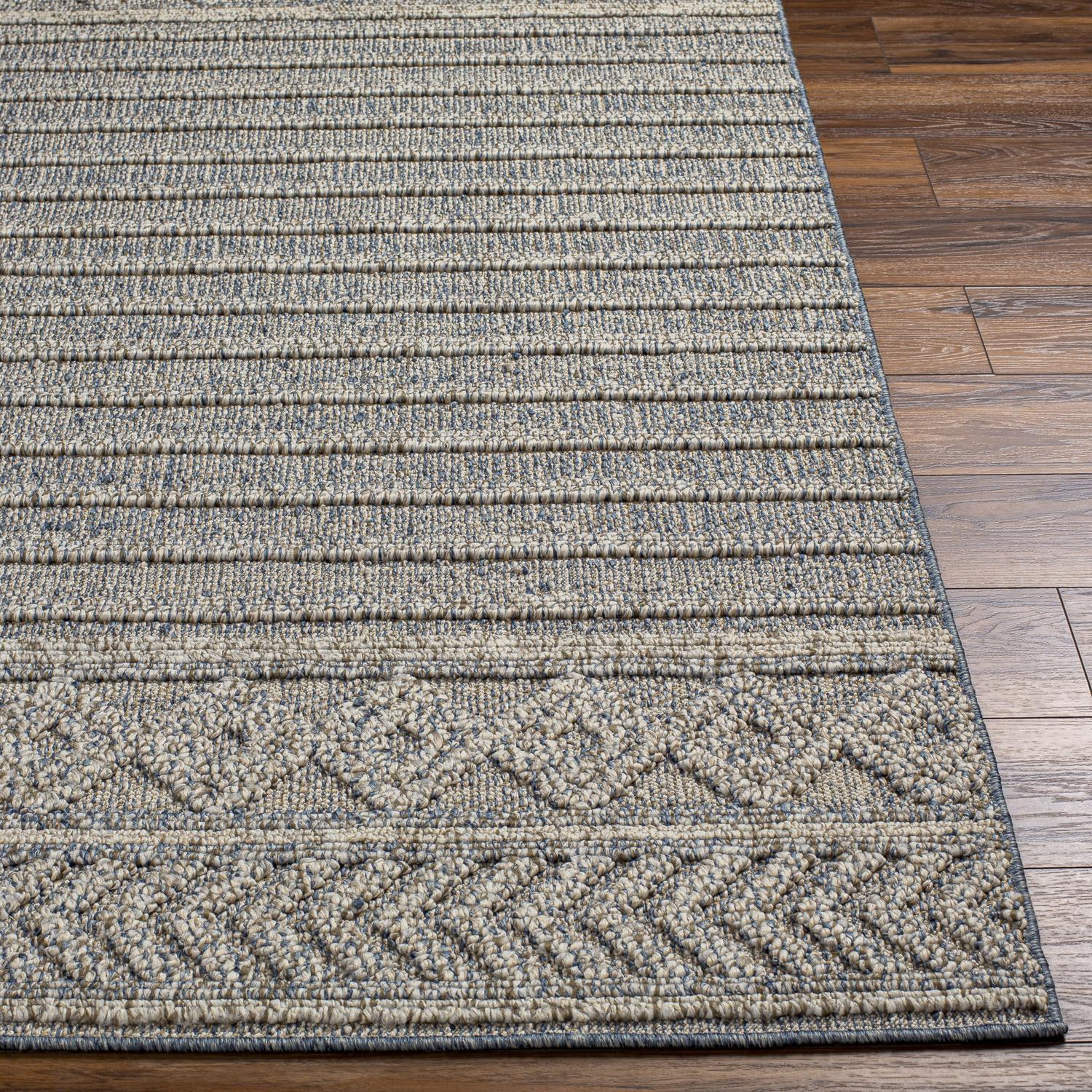 Blue Rectangular Synthetic Easy Care Rug 6'4" x 9'