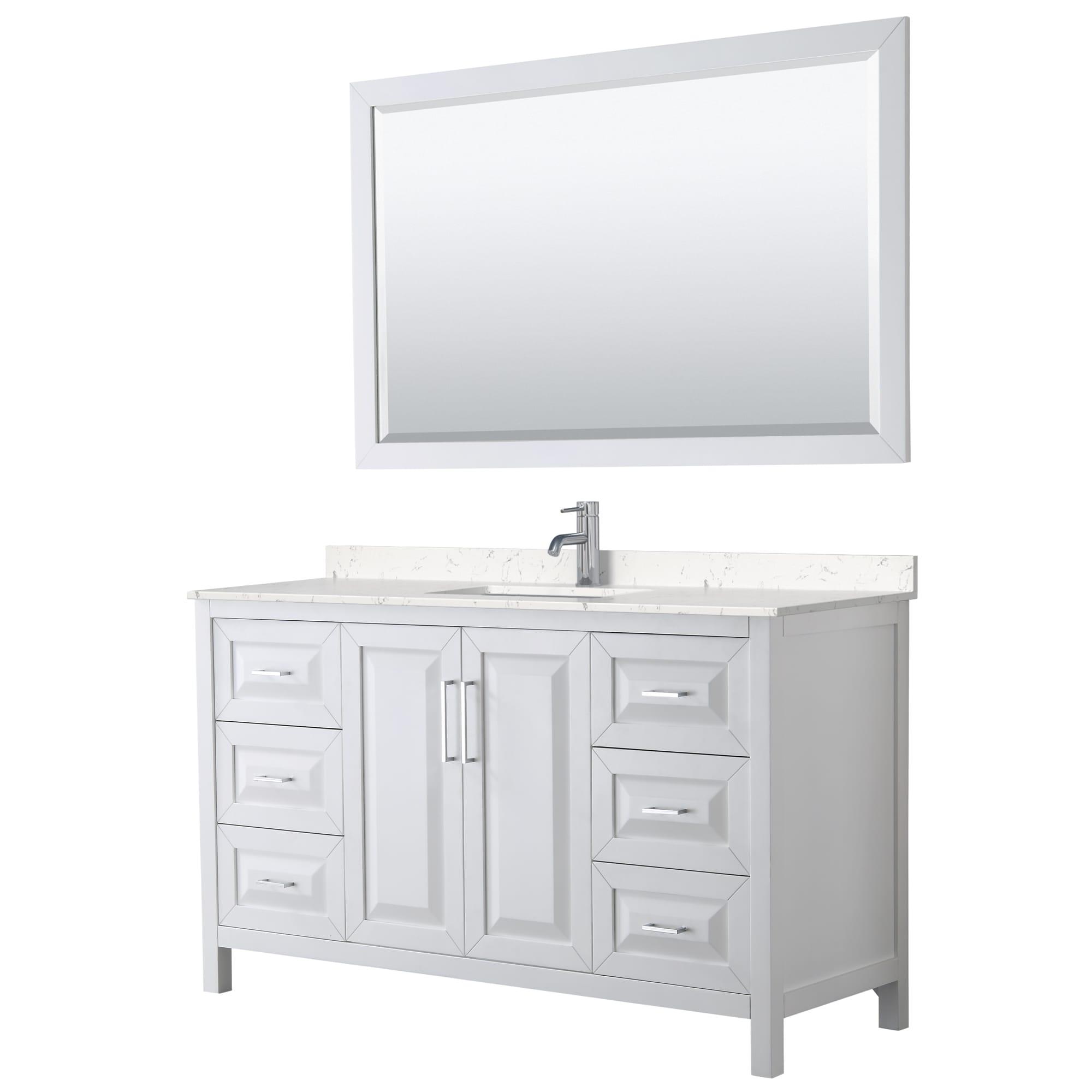 Wyndham Collection Daria 60'' Single Bathroom Vanity with Marble Top with Mirror
