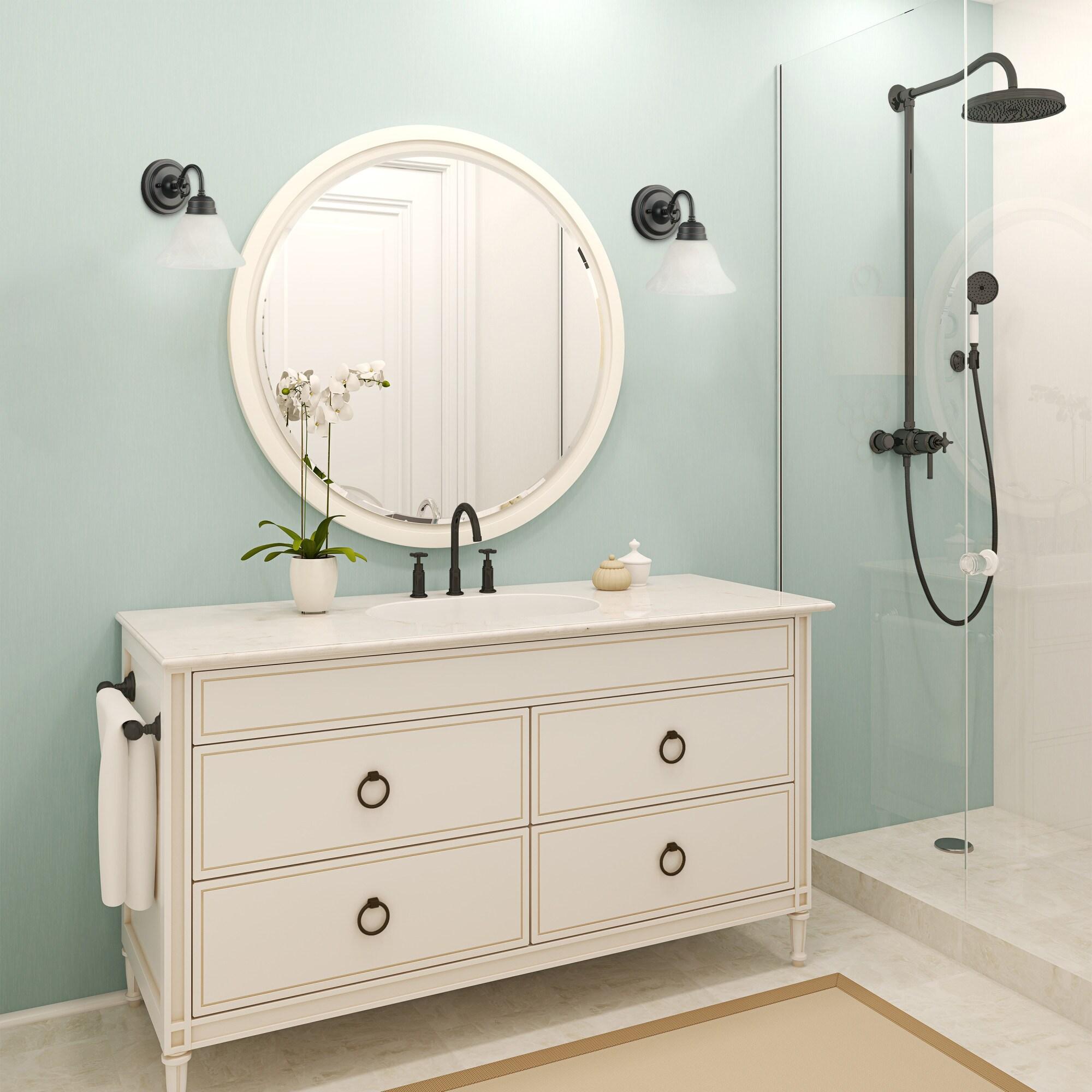 Design House Millbridge Traditional 1-Light Dimmable Wall Light w/ Alabaster Glass in Oil Rubbed Bronze