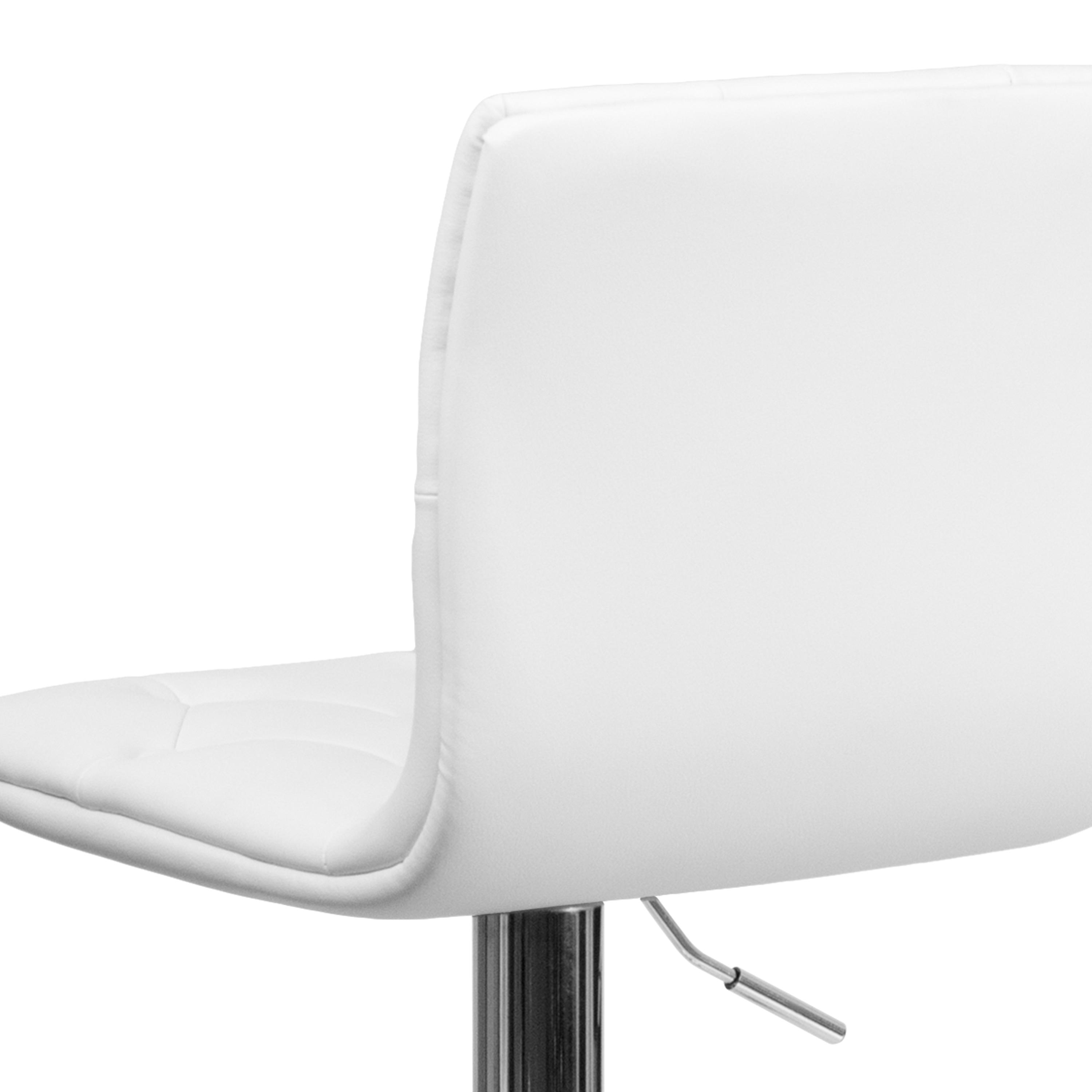 Flash Furniture Sammie Contemporary Button Tufted White Vinyl Adjustable Height Barstool with Chrome Base