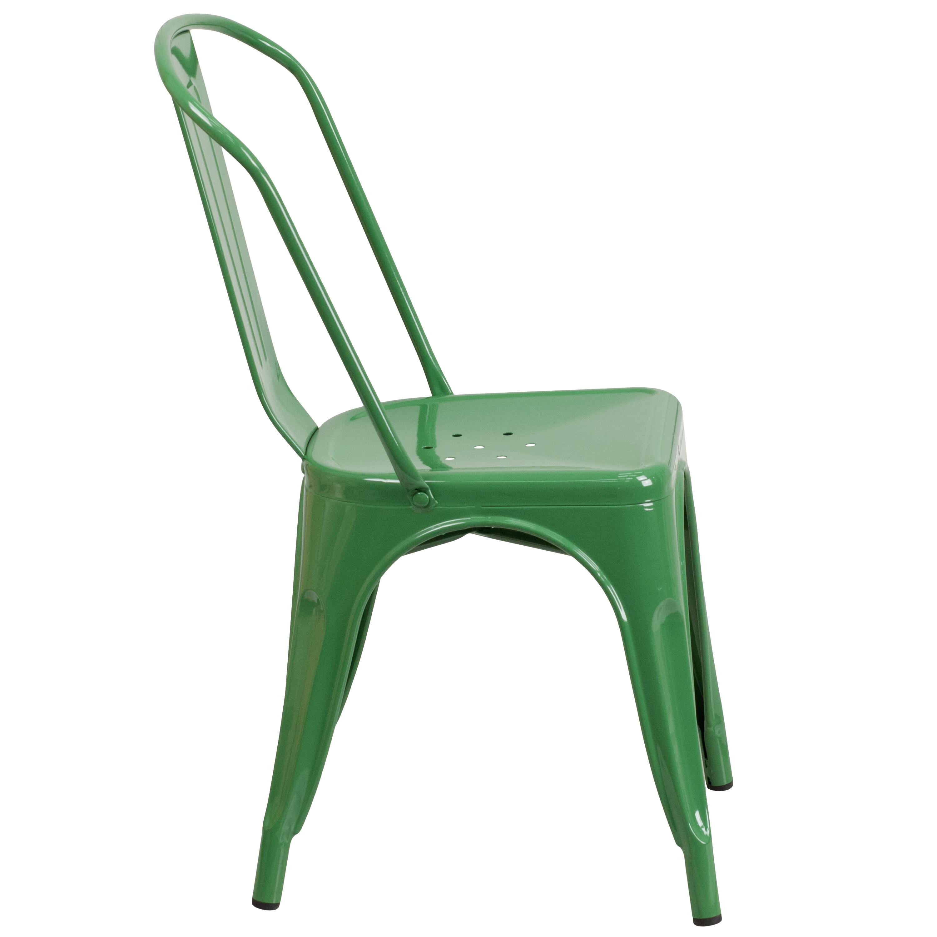 Flash Furniture Commercial Grade Green Metal Indoor-Outdoor Stackable Chair