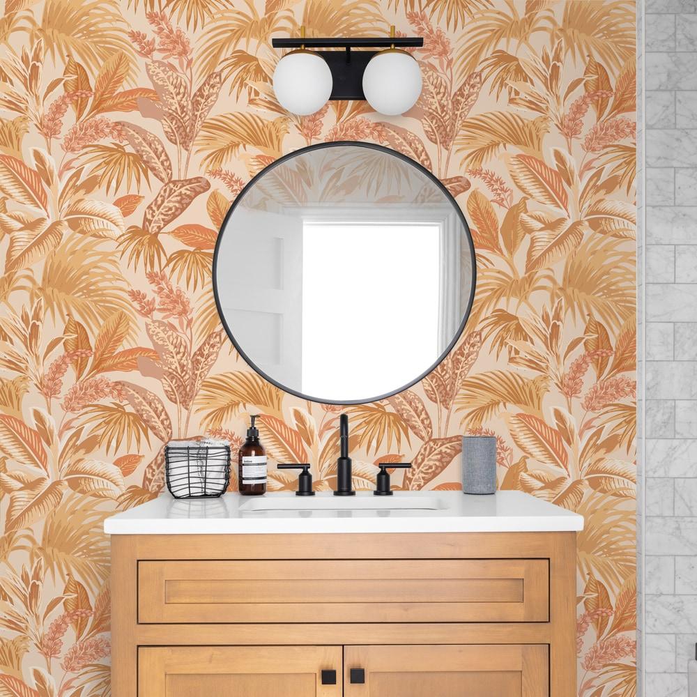 Tempaper & Co.® Havana Palm Removable Peel and Stick Wallpaper, Terracotta Sun, 28 sq. ft.: Vinyl Botanical Leaf Design