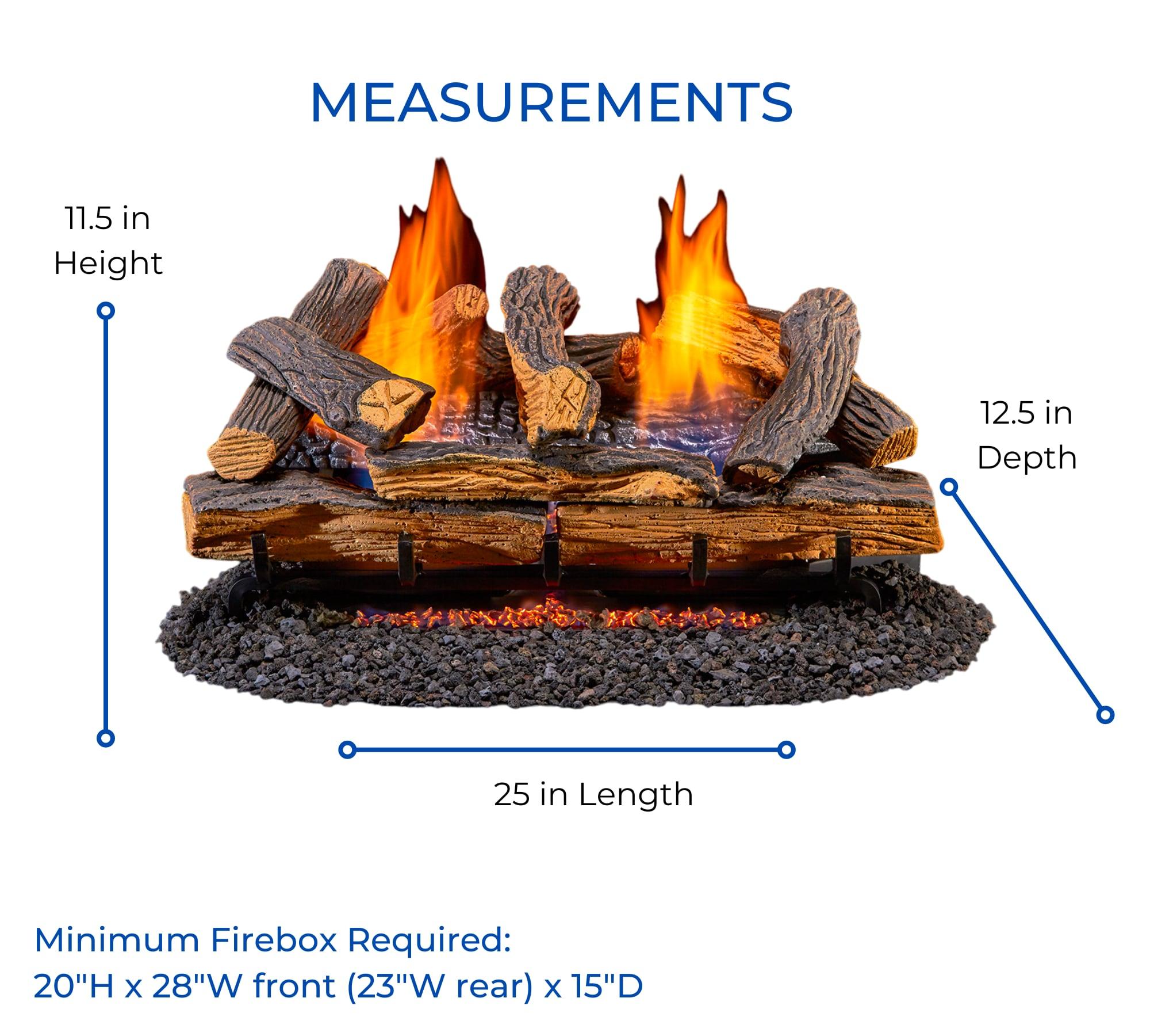 Duluth Forge Ventless Dual Fuel Gas Log Set, Split Oak, T-Stat Control