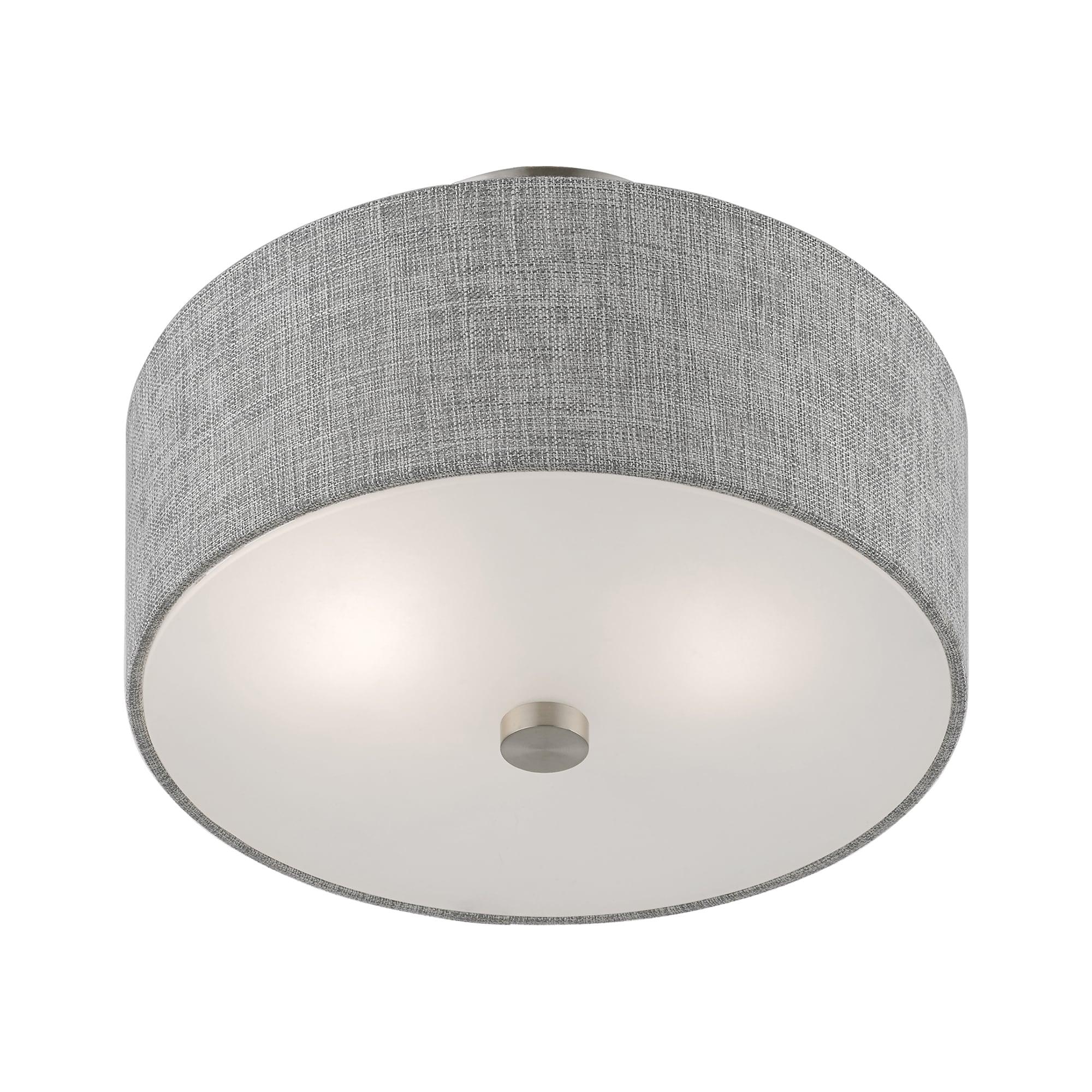Livex Lighting Dakota 2 - Light Semi-Flush Mount in  Brushed Nickel/Shiny White