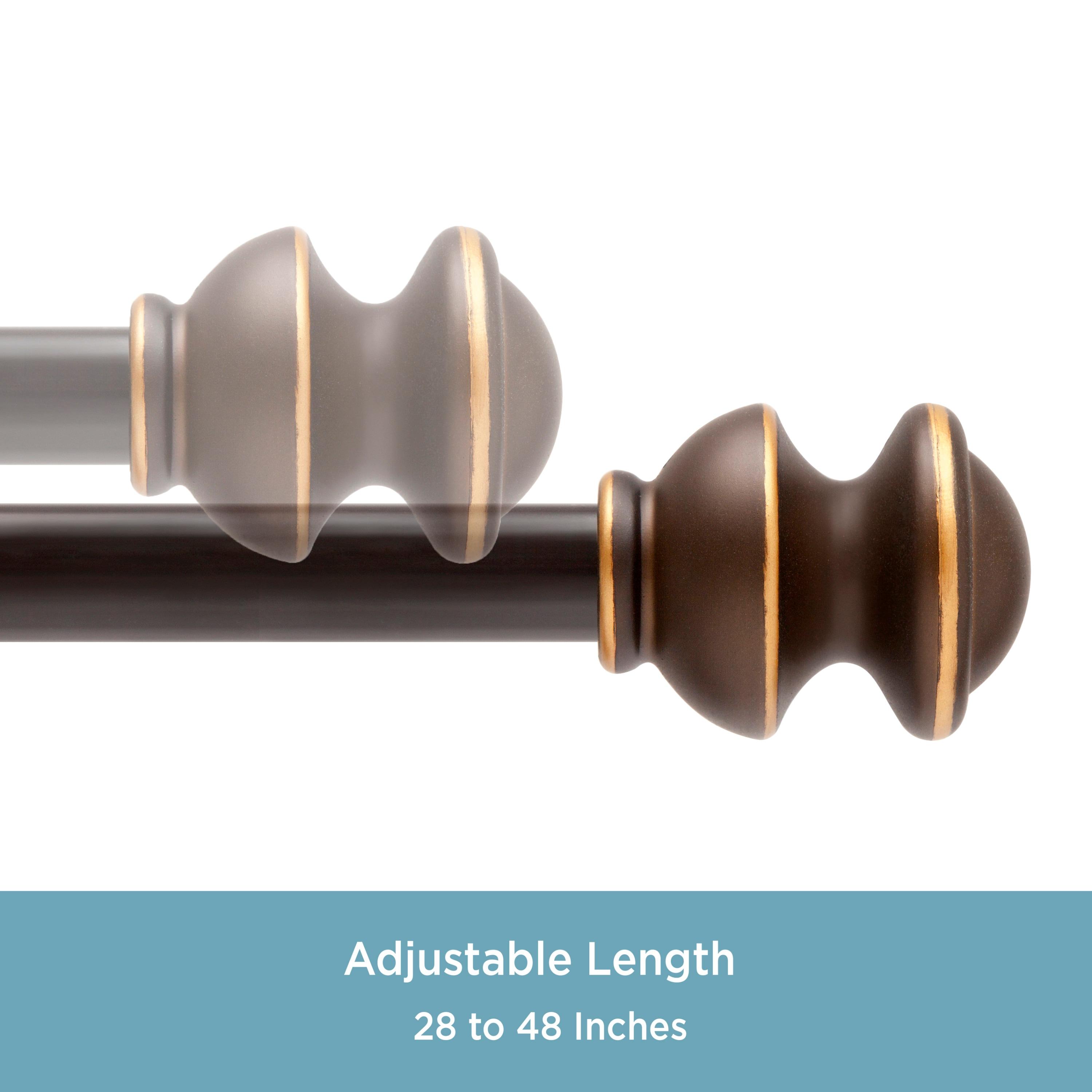 Kenney® Kendall 5/8" Standard Decorative Window Curtain Rod, 28-48", Oil Rubbed Bronze