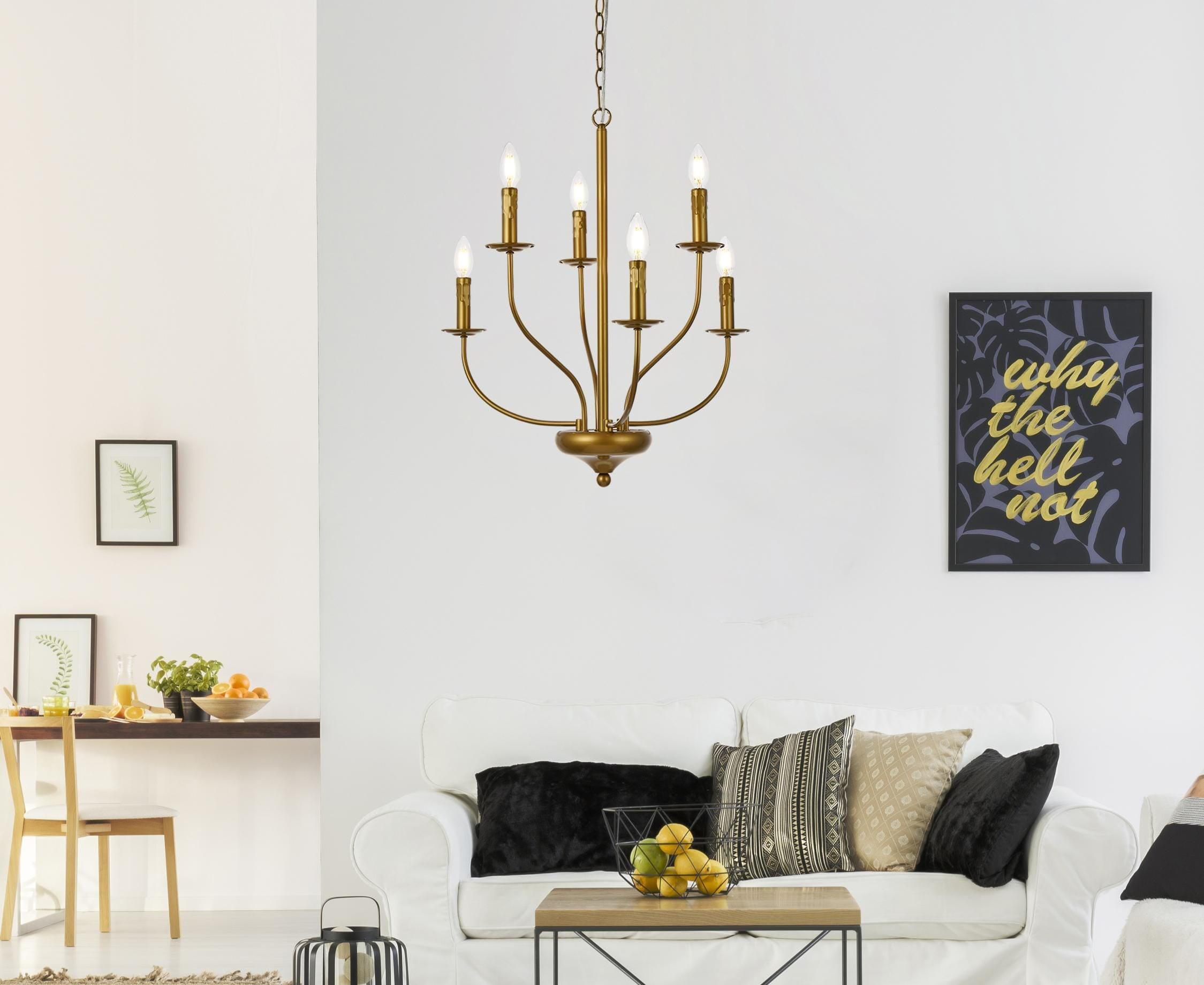 Westley 6 lights pendant in brass