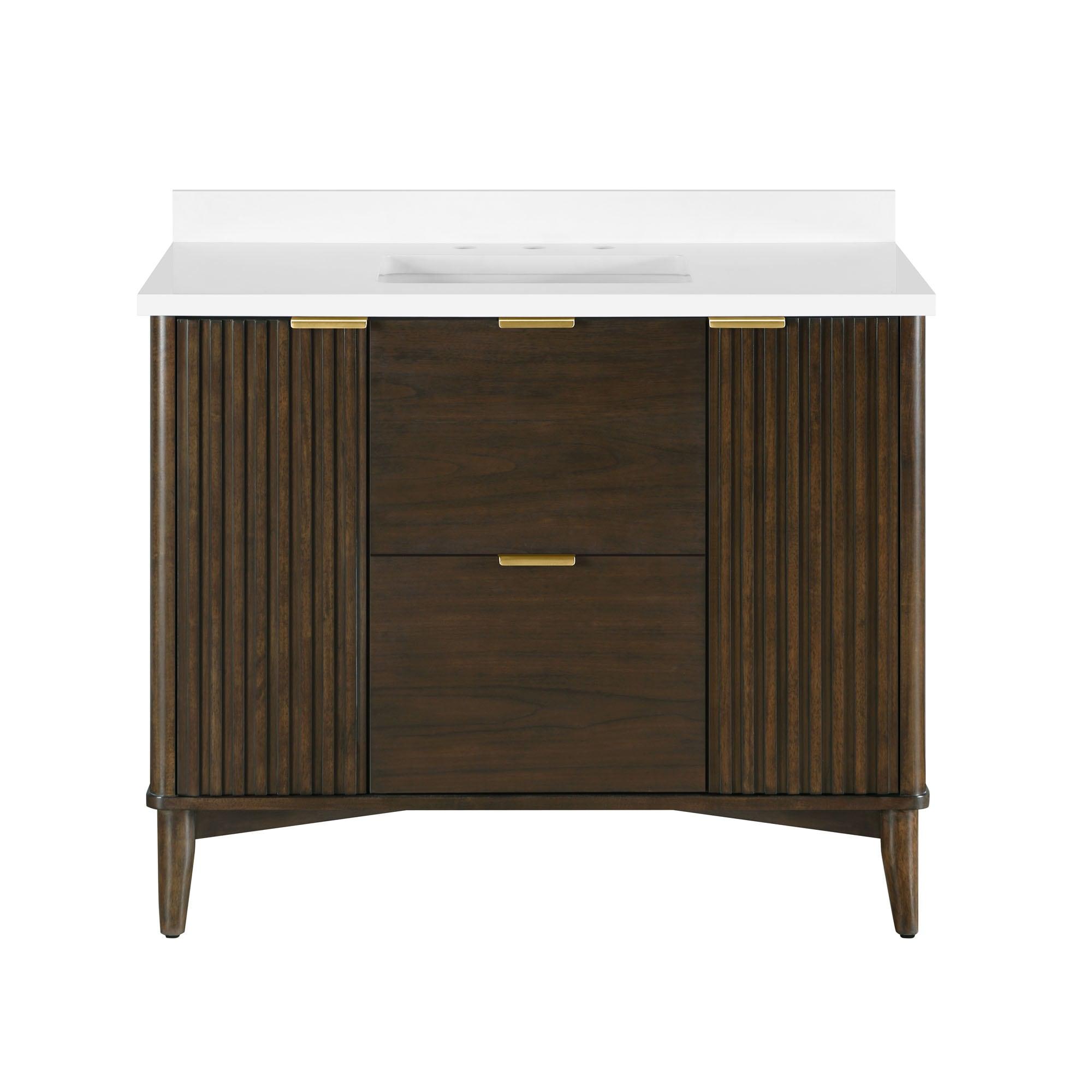 OVE Decors Gabi 42-in Undermount Single Sink Dark Walnut Bathroom Vanity with Premium Countertop