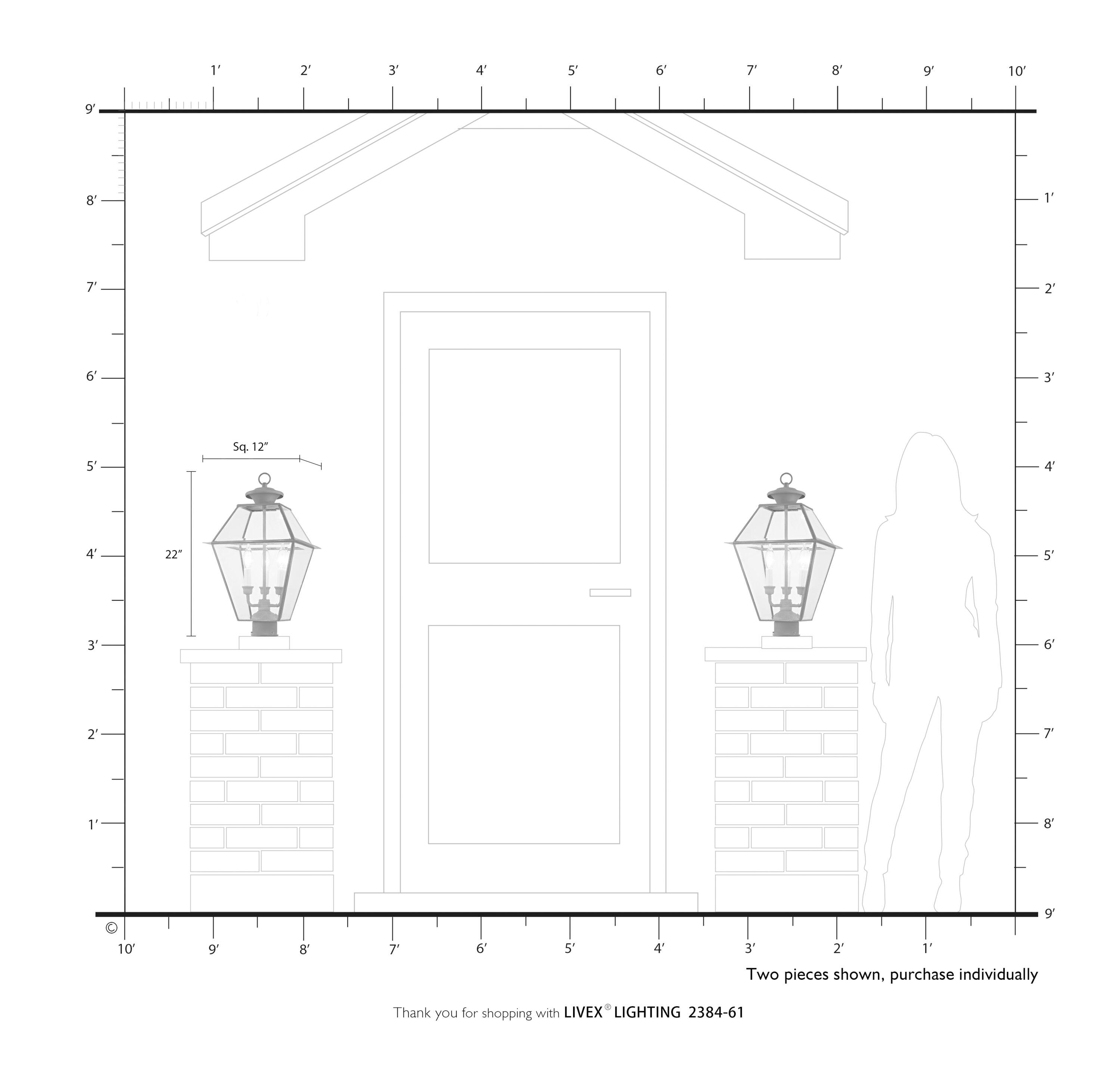 Livex Lighting Westover 3 - Light Post Light in  Charcoal