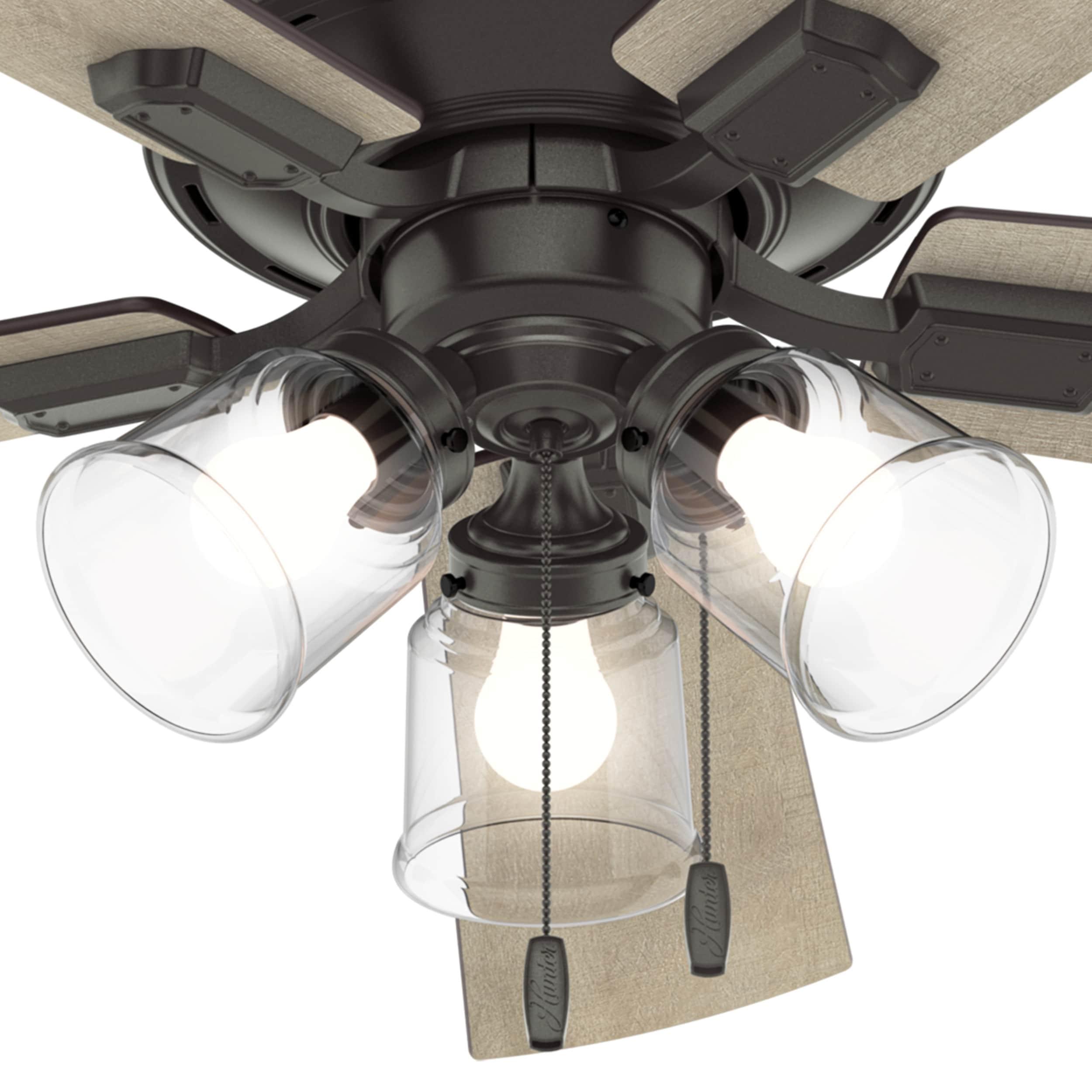 52" Crestfield 5 - Blade Flush Mount Ceiling Fan with Lights and Pull Chains