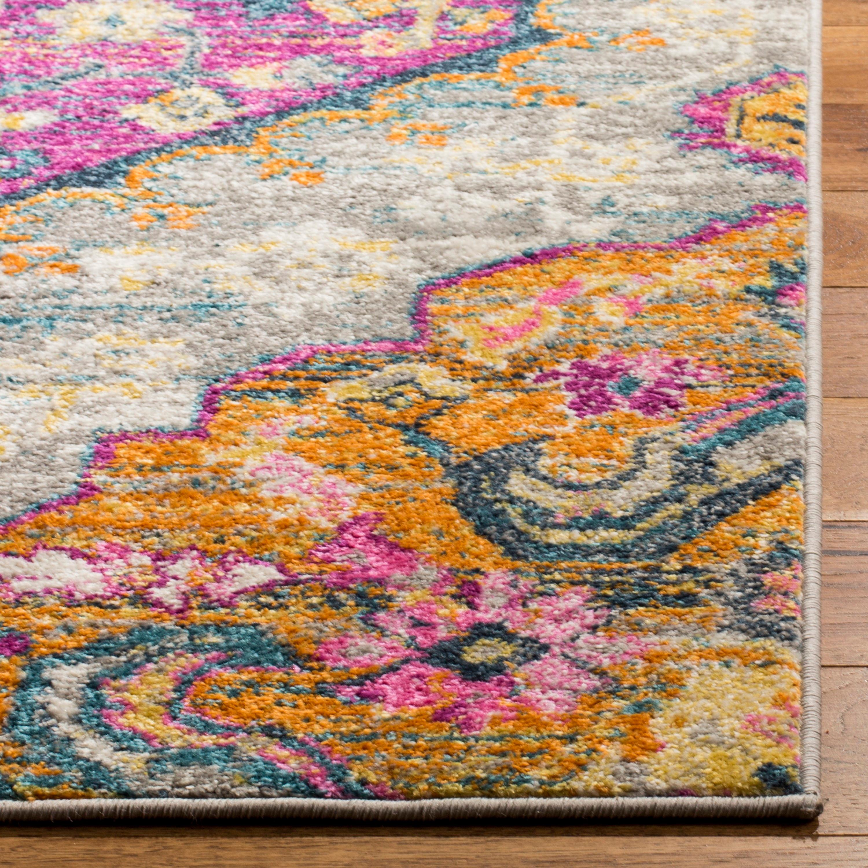 Madison MAD119 Power Loomed Indoor Accent Rug - Light Grey/Fuchsia - 3'x5' - Safavieh.