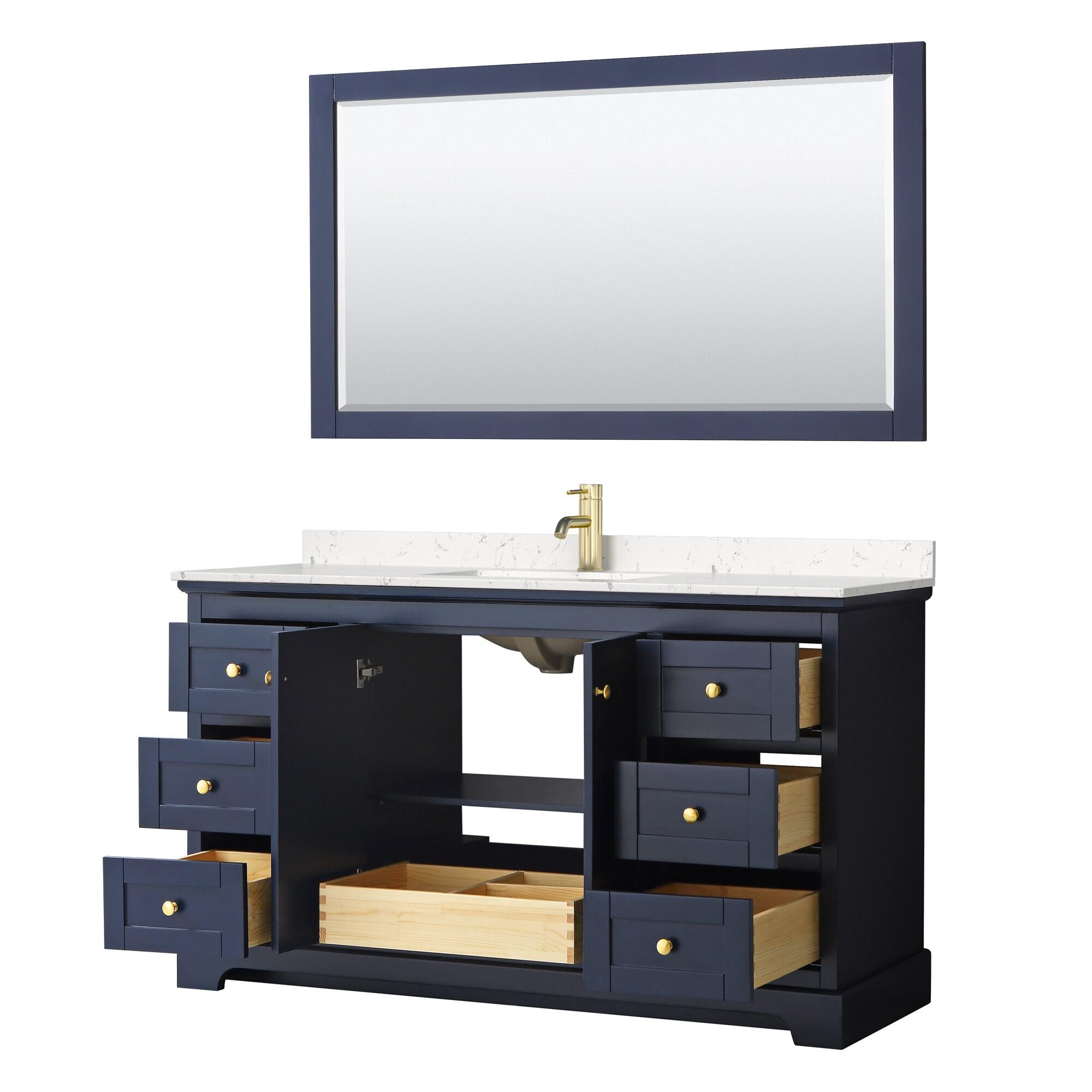 Avery 60'' Single Bathroom Vanity with Marble Top with Mirror