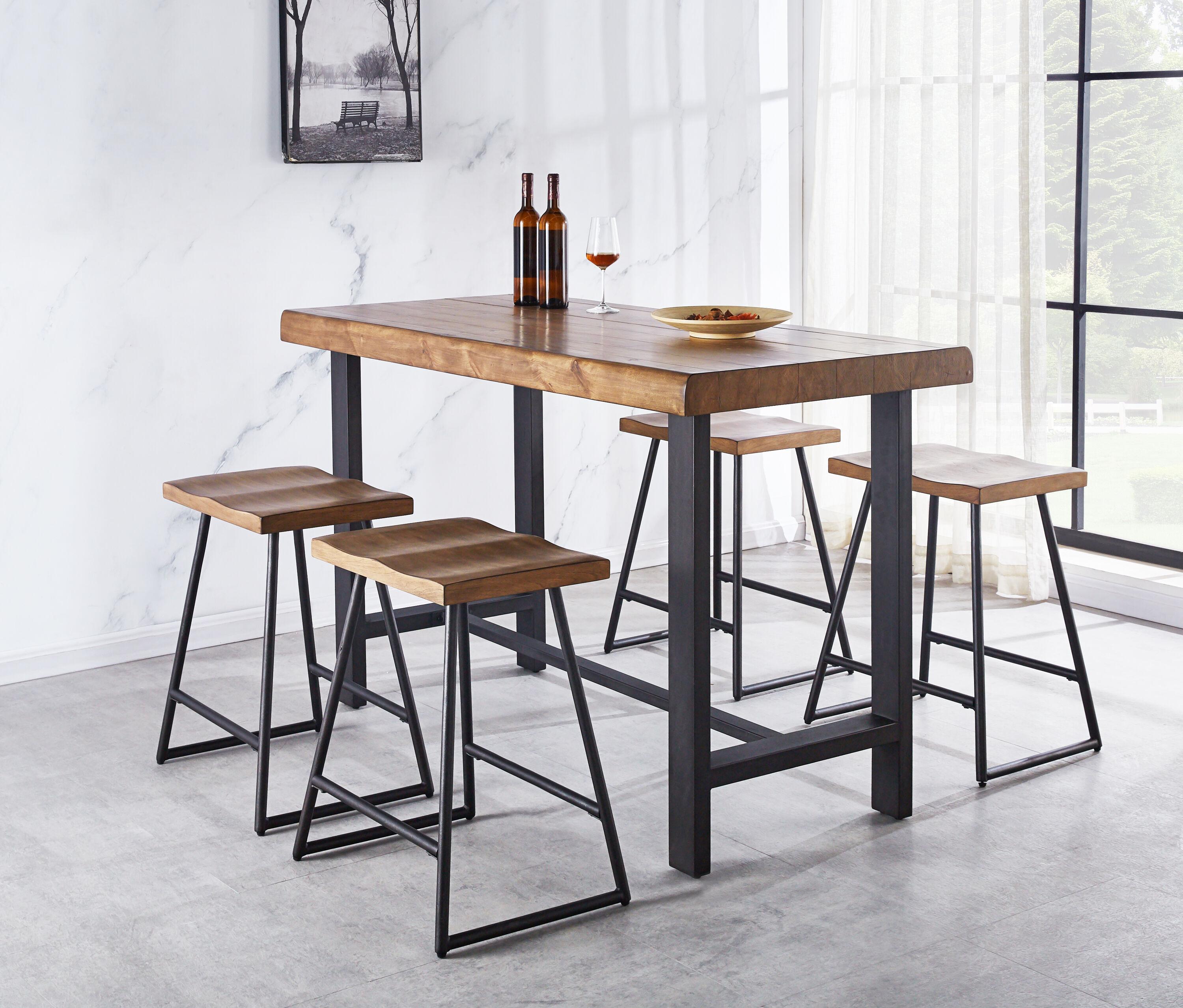 Steve Silver Co. Landon Counter Table Light Brown : Contemporary 4-Seat, Iron Frame, Wood Veneer, 38" Height