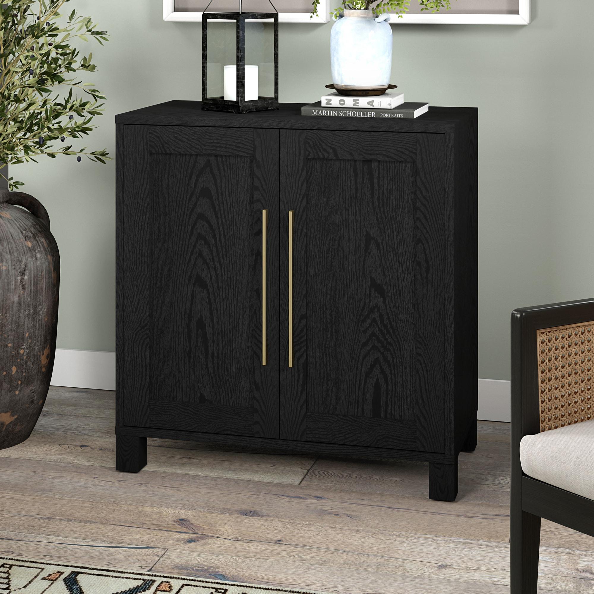 Evelyn&Zoe Chabot 28" Wide Rectangular Accent Cabinet, Black Grain