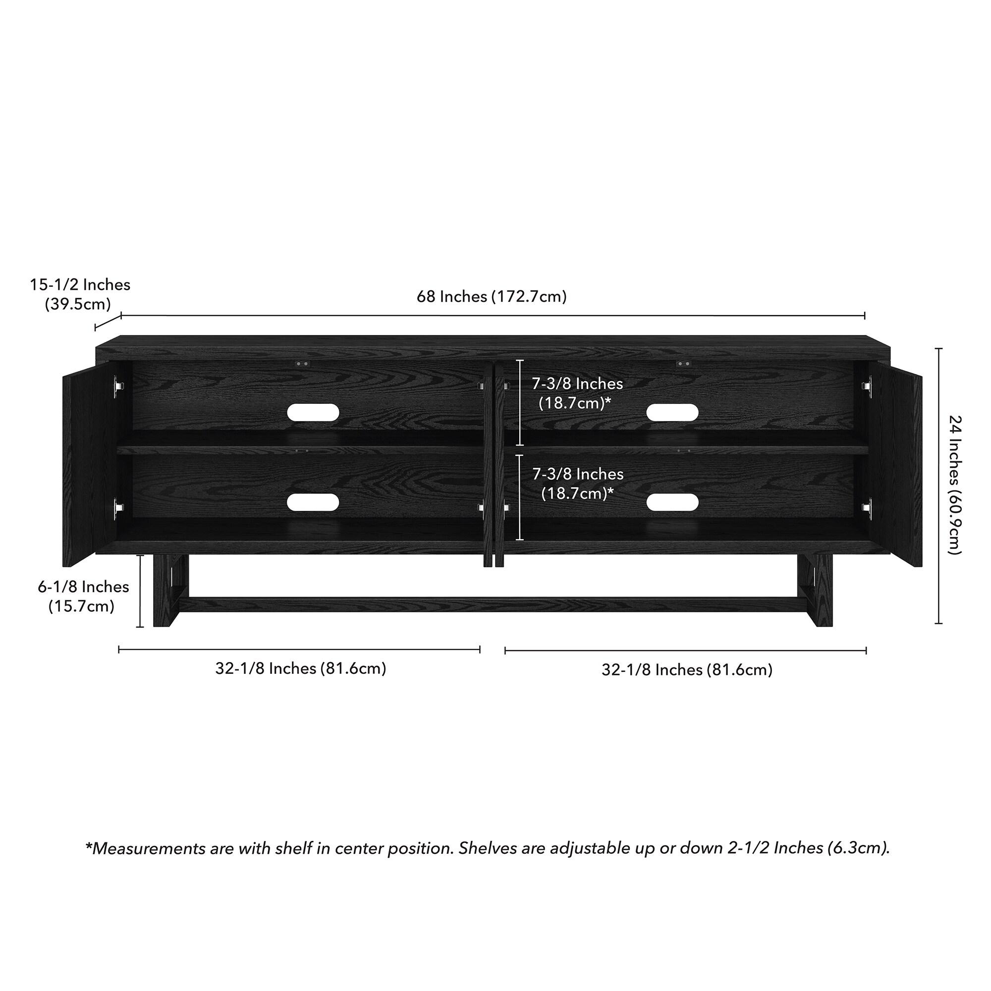 Evelyn&Zoe Cutler Rectangular TV Stand for TV's up to 75", Black Grain
