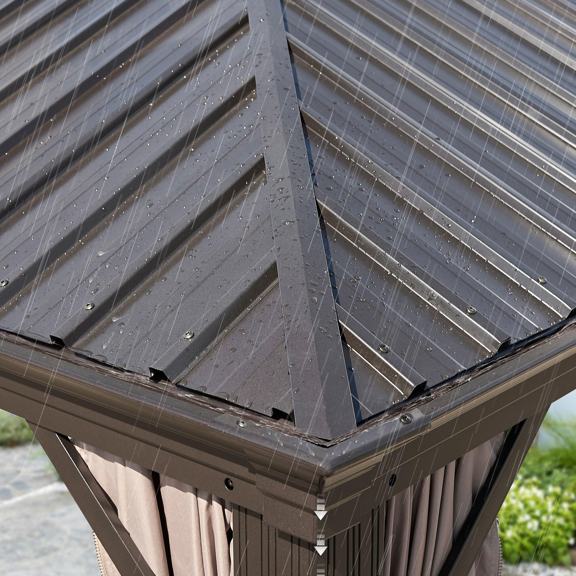 Peak Home Furnishings Hardtop Aluminum Patio Gazebo