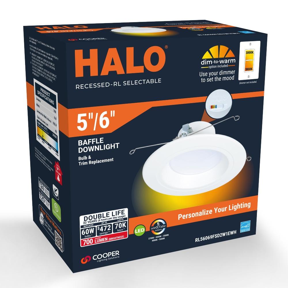 Halo RL56 Series Matte White 5/6 in. W LED Retrofit Recessed Lighting 7.6 W