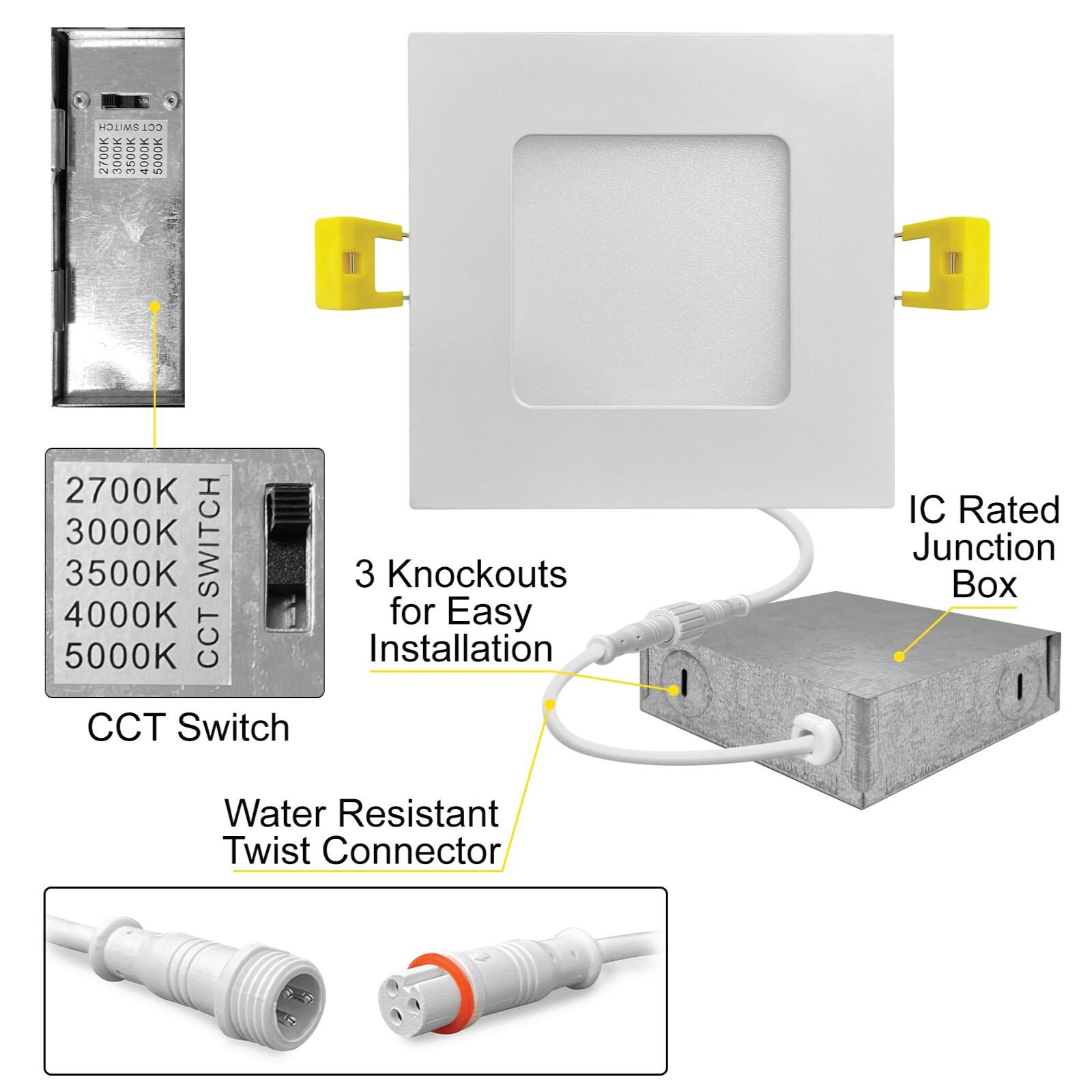 Panel Downlight 3.75'' Selectable Color Temperature Dimmable Air-Tight IC Rated LED Canless Recessed Lighting Kit