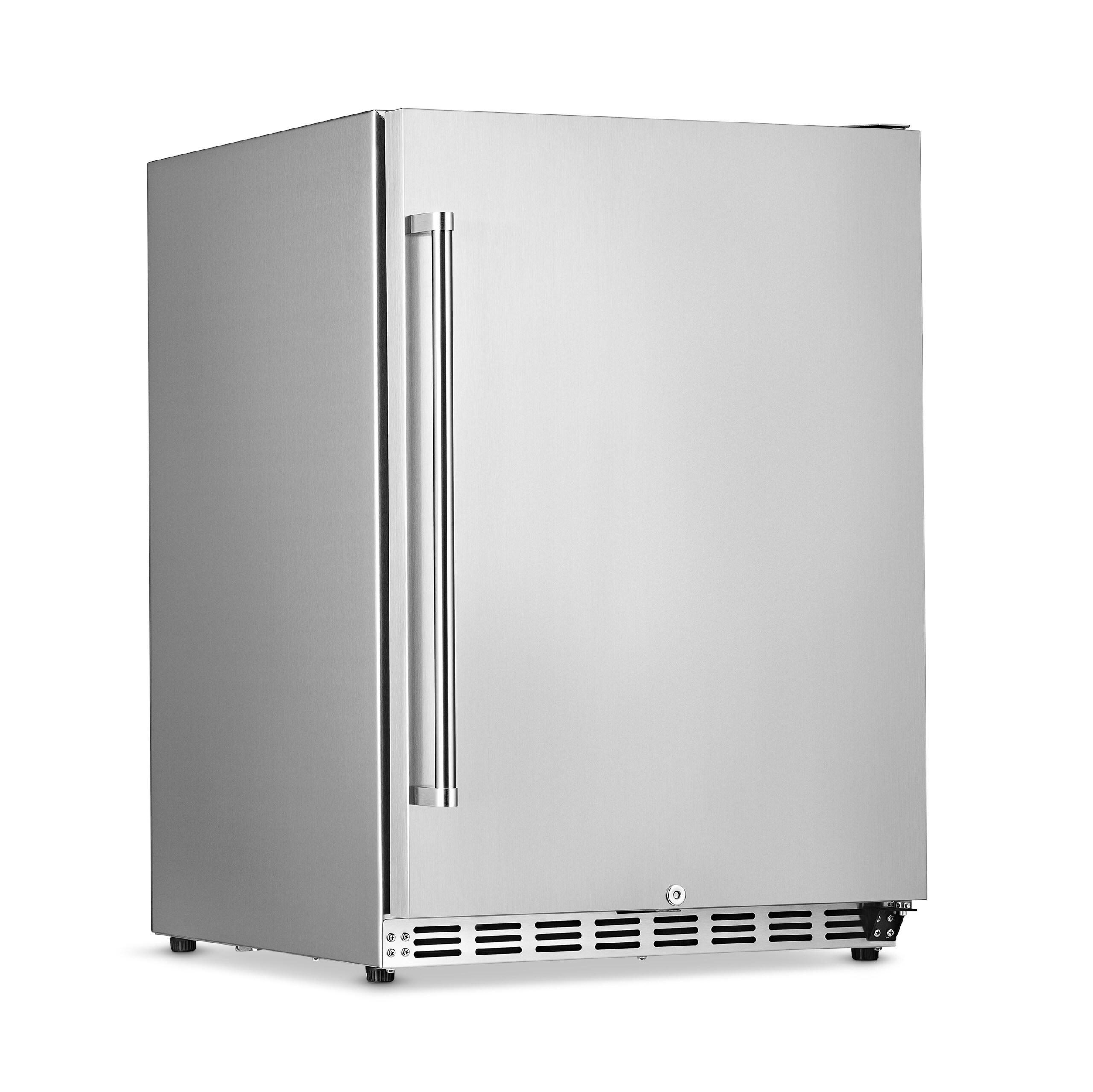 Newair 24" 5.3 Cu. Ft. Commercial Stainless Steel Built-in Beverage Refrigerator, Steel Interior, Weatherproof and Outdoor Rated, ENERGY STAR