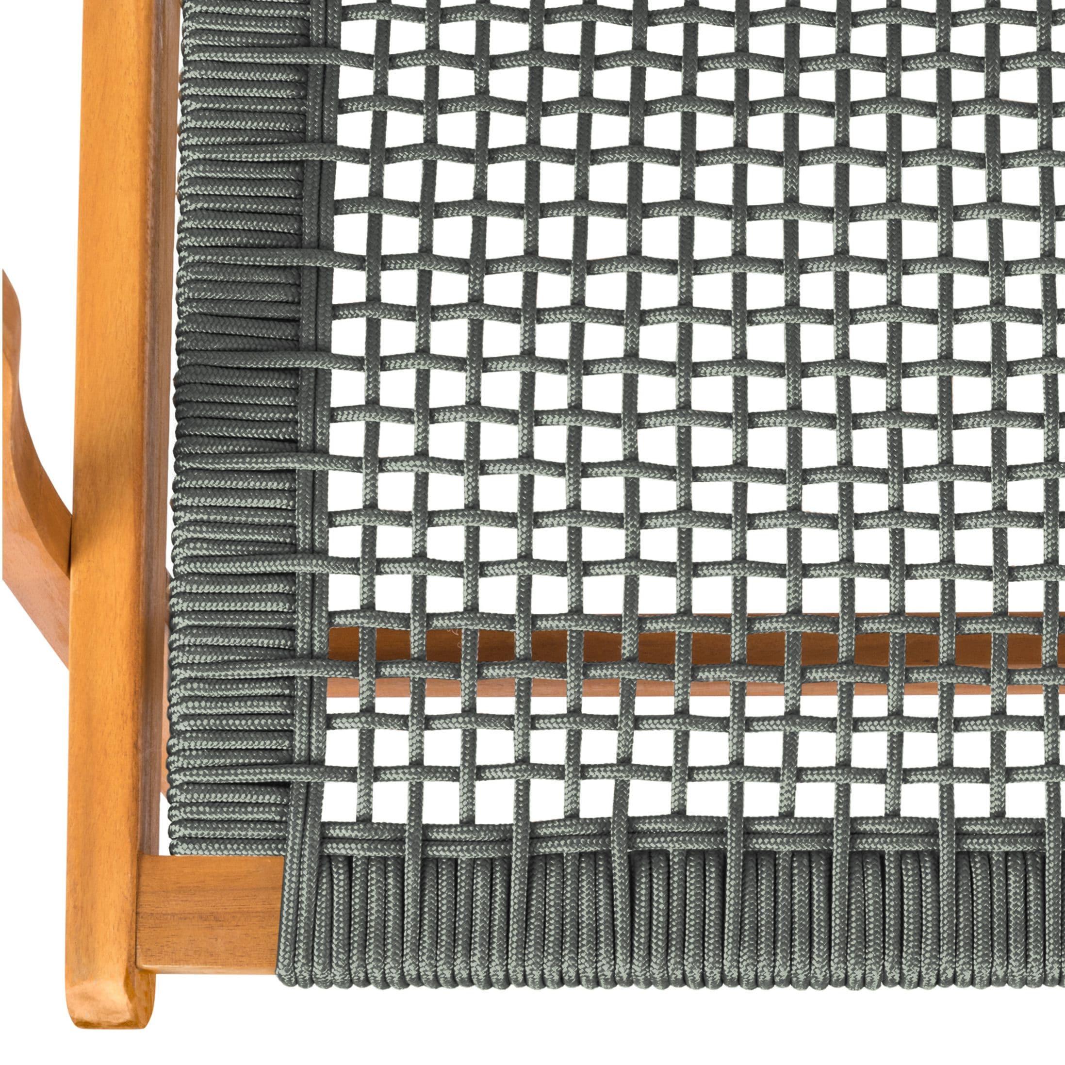 Balkene Home Patio Sense Vega Natural Stain Chair ,Acacia Wood Construction ,Woven Web Seat- Navy Blue Cording